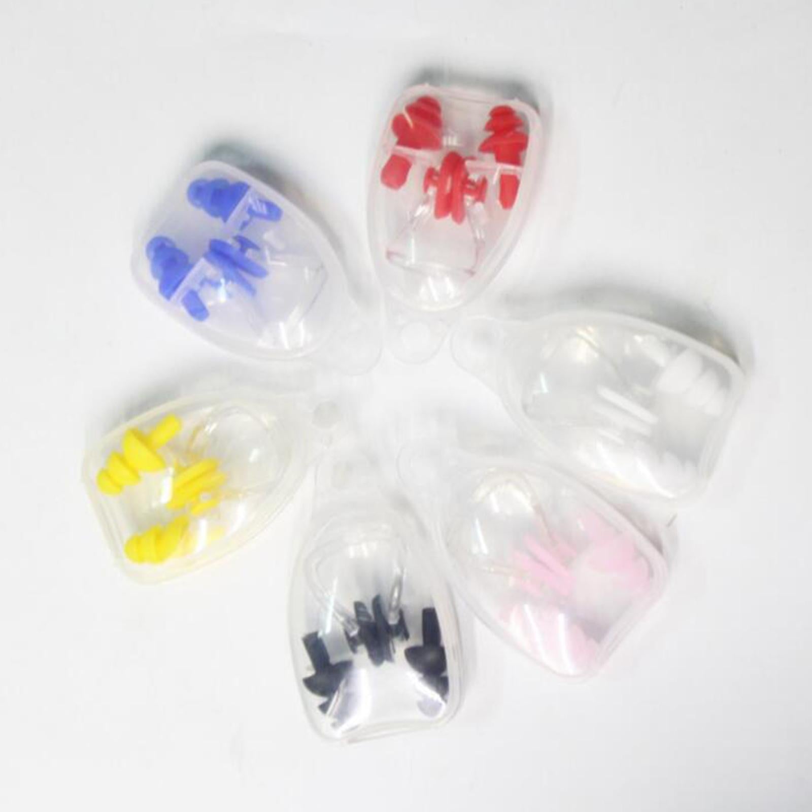 4x1 Set Silicone Ear Plugs Nose Clip Hearing Protection Waterproof for Adults Yellow
