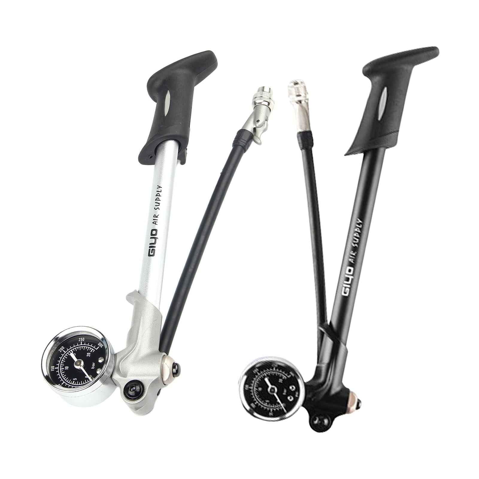 High Pressure 300psi Bike Compact Suspension Fork Rear Air Shock Pump Silver