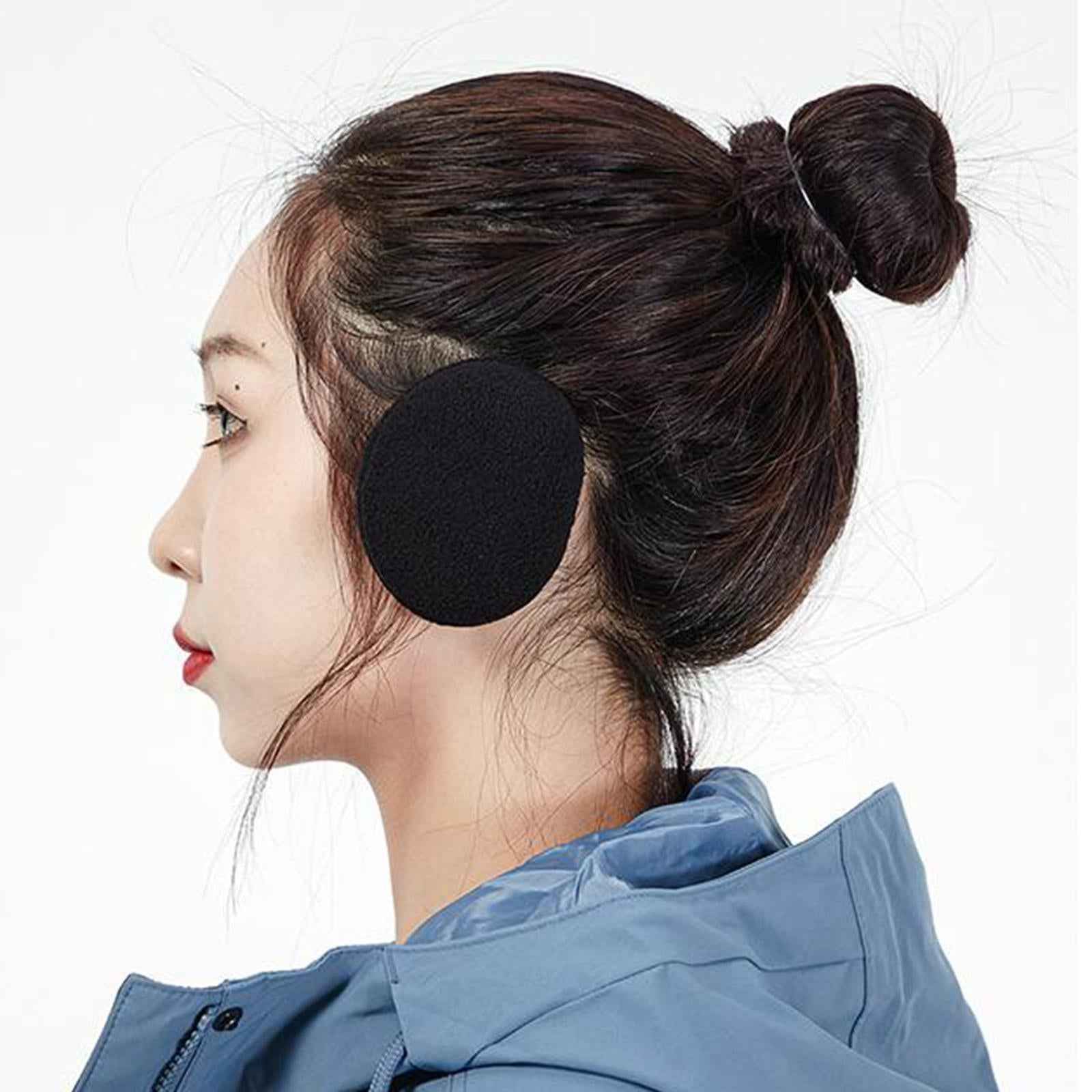 1Pair Ear Warmer Women Men Earmuffs Outdoor Portable Soft Bandless Ear Muffs Black