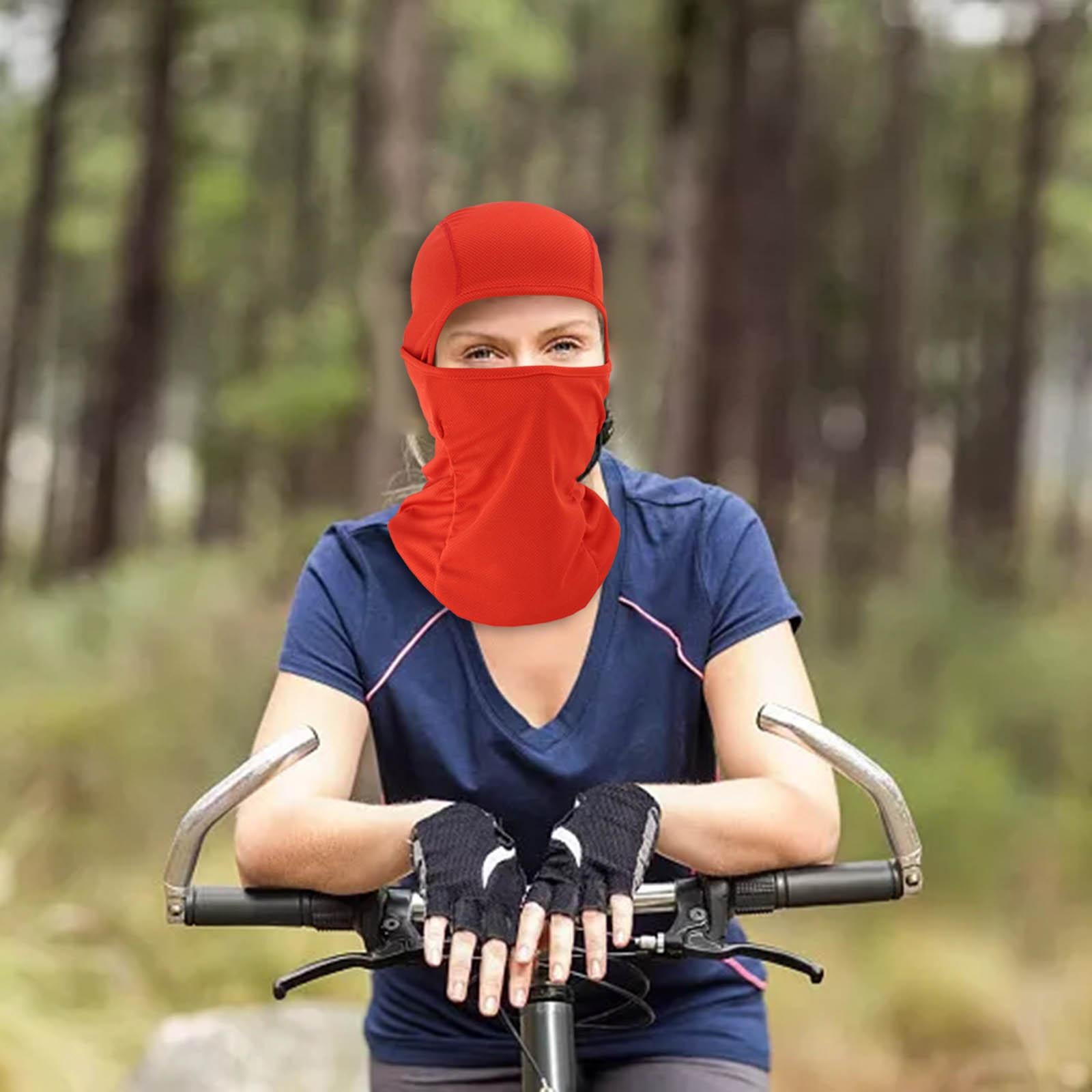 2xLightweight Full Face Mask Balaclava Head Cover Motorcycle Sports Red