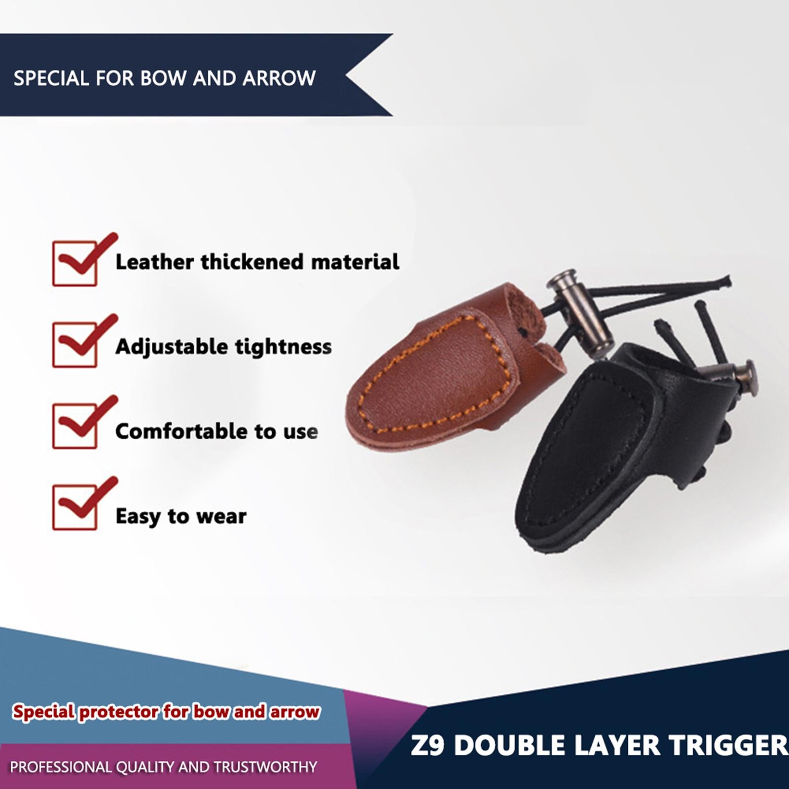 4xSoft Leather Thumb Ring Adjustable Recurve Bow Thumb Guard Finger Protector Black