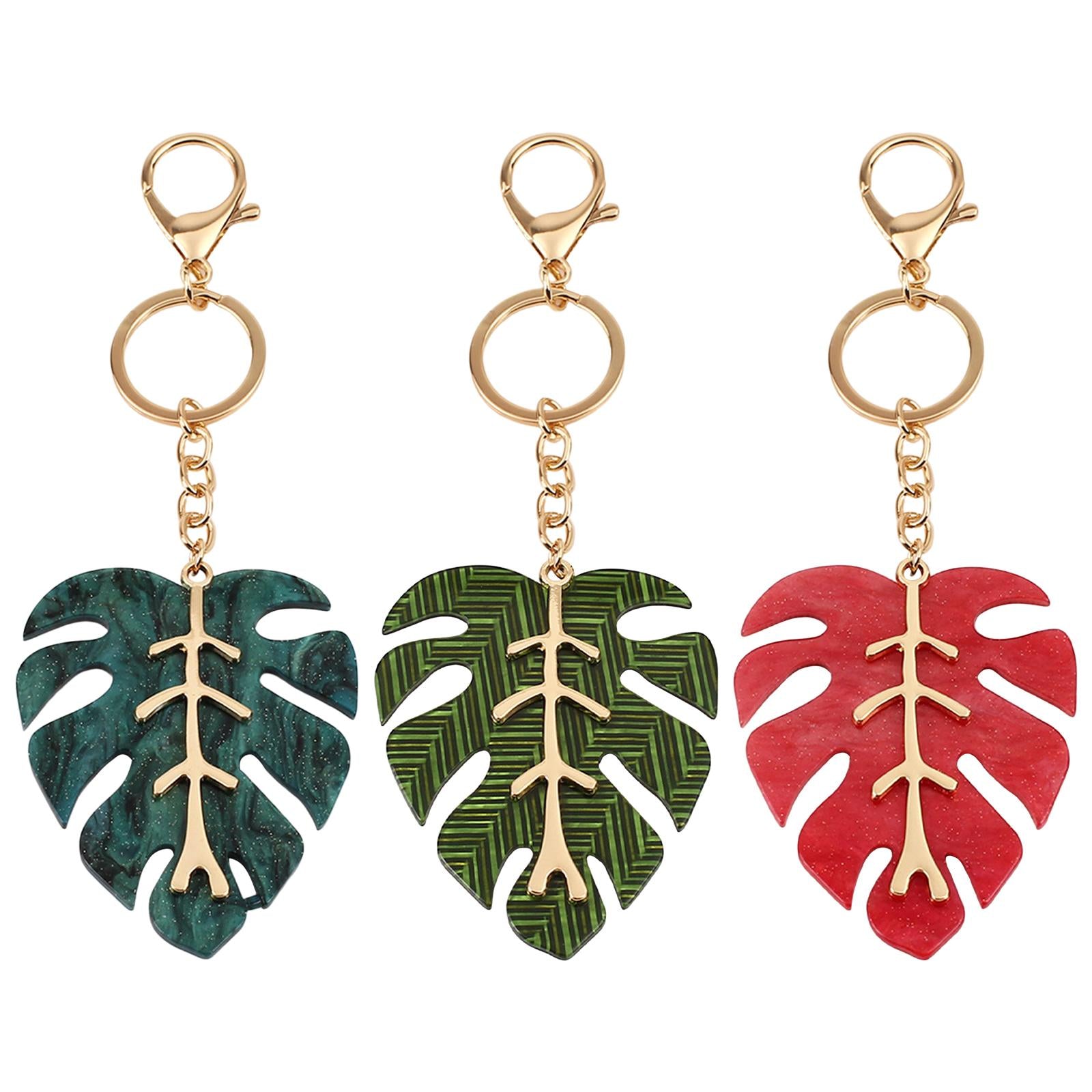 3xFashion Leaf Key Chain Men Boys Key Chain Hooks Gift Women Blue