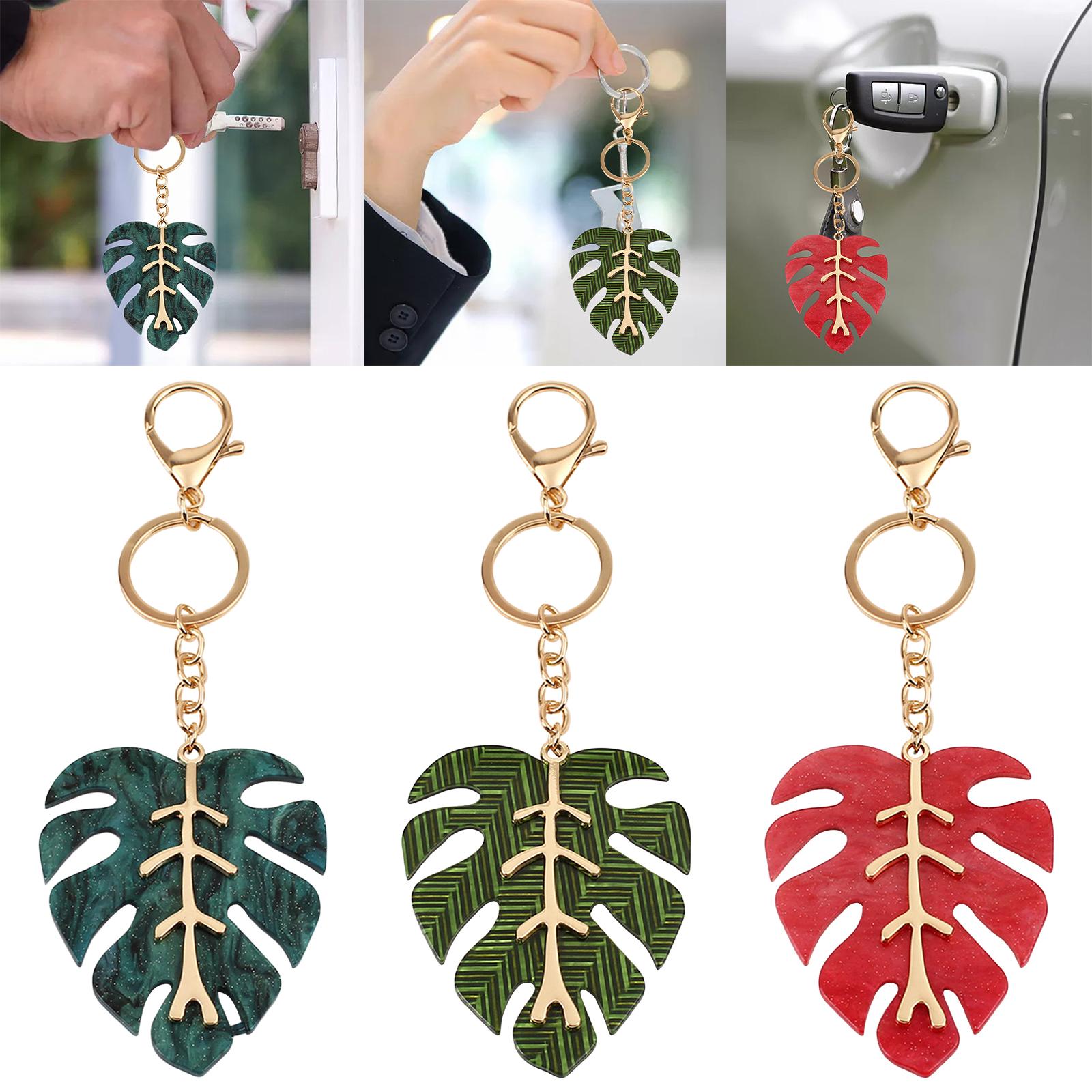 4xFashion Leaf Key Chain Men Boys Key Chain Hooks Gift Women Blue