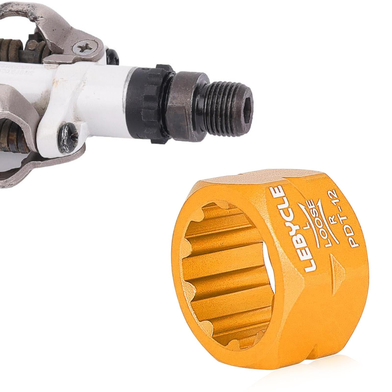 2xBike Pedal Repair Tool Accessories Axle Spindle Removal for Bike MTB golden
