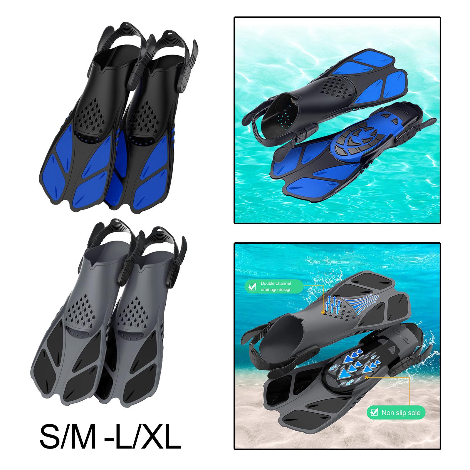 2Pcs Professional Swimming Flippers Swim for Snorkeling Adults M Size Blue