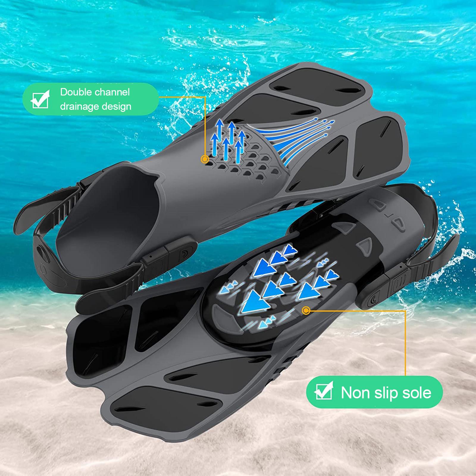 2Pcs Professional Swimming Flippers Swim for Snorkeling Adults M Size Black