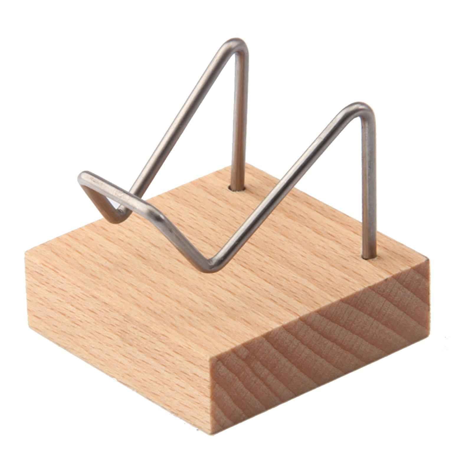 Display Stand Wooden Base Metal Arm for Agate Crystal Cluster Holder Silver