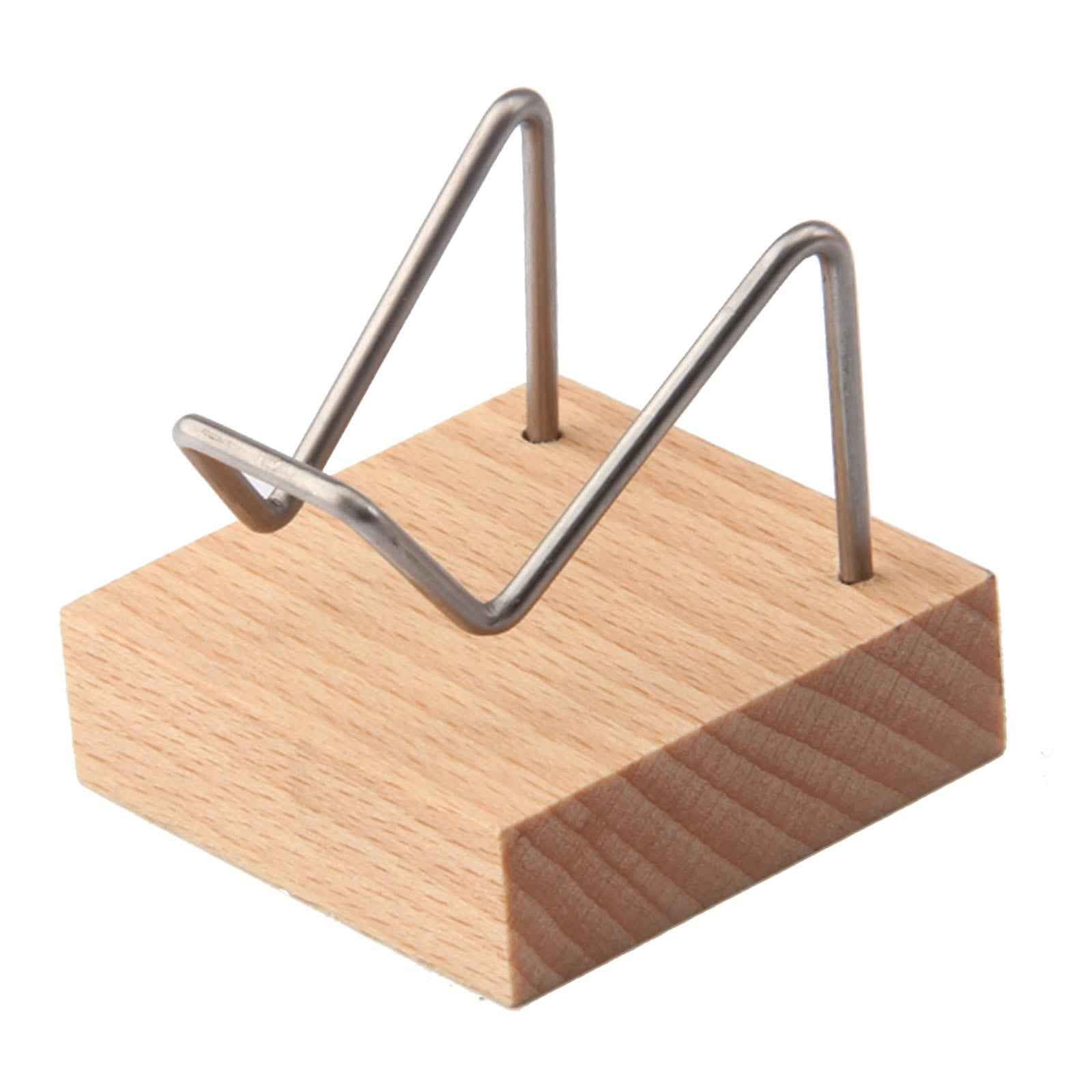 Display Stand Wooden Base Metal Arm for Agate Crystal Cluster Holder Silver