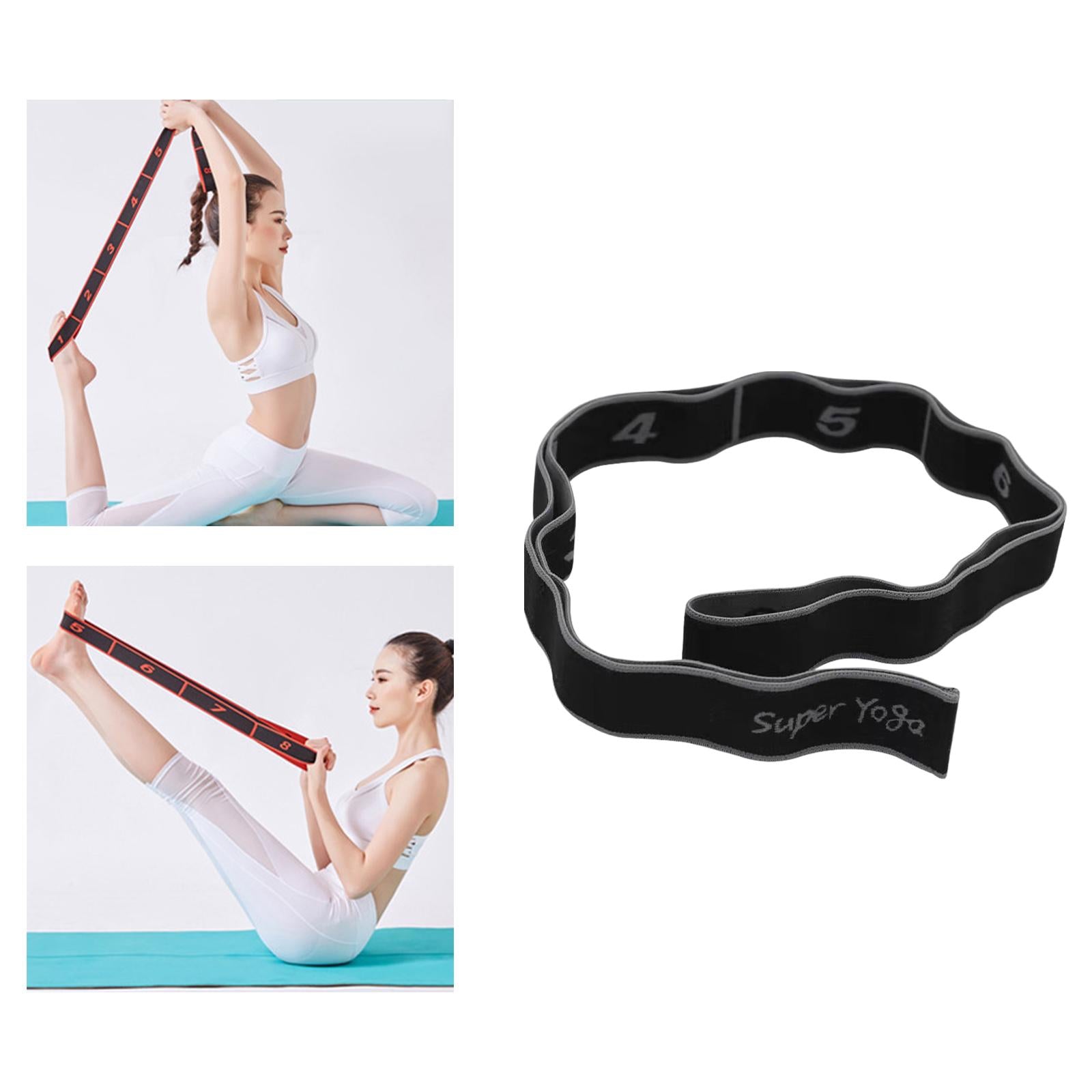 4xYoga Stretching Strap with Loops Sports Elastic Band Foot Train Gray