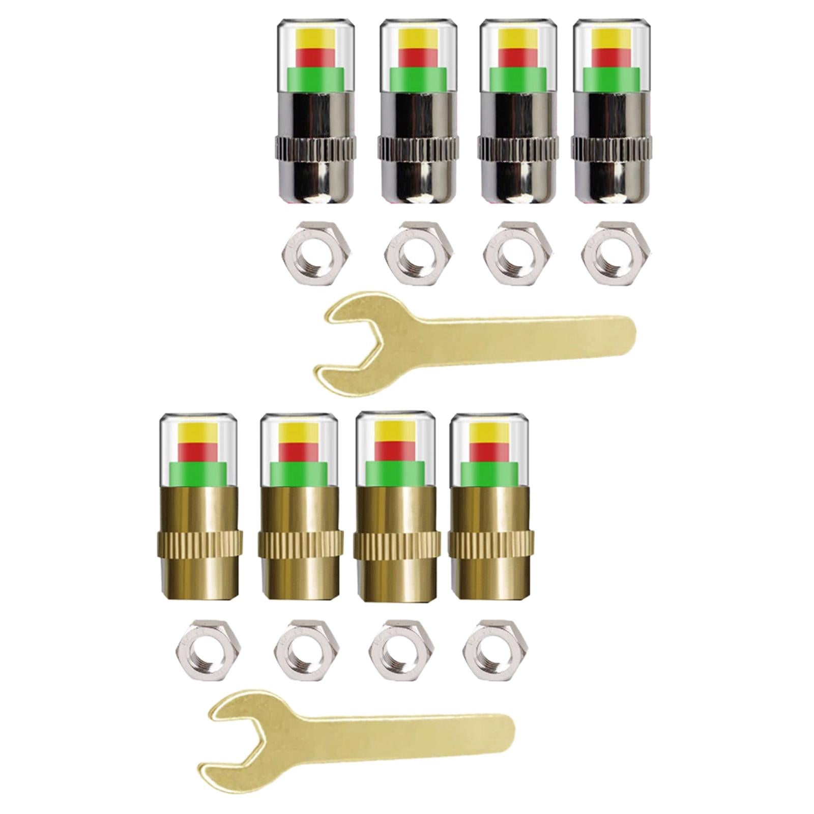 2x4 Pieces 2.4 Bar Car Tire Pressure Monitor Valve Stem Caps 3 Color for Bike Silver