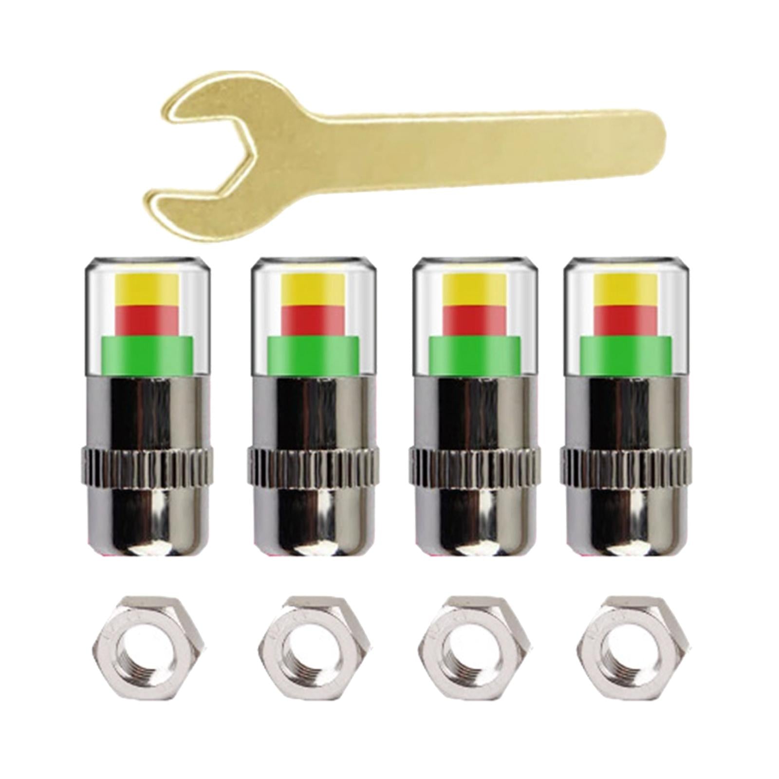 2x4 Pieces 2.4 Bar Car Tire Pressure Monitor Valve Stem Caps 3 Color for Bike Silver