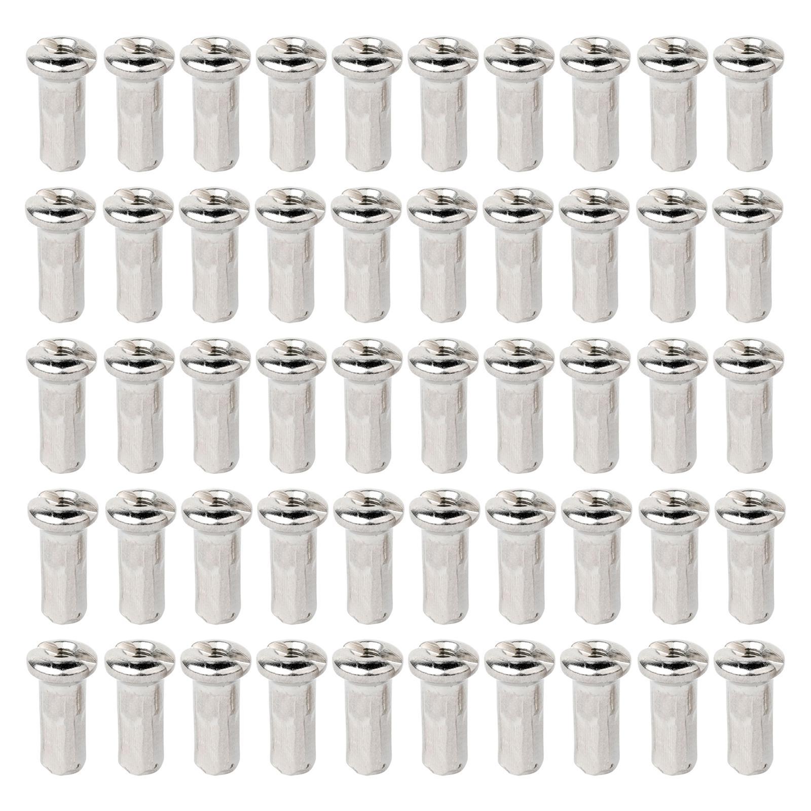 4x50Pcs Bike Spoke Nipples Spoke Decoration End Tips Nipples Bicycle Spoke Cap 12mm 14G Argent