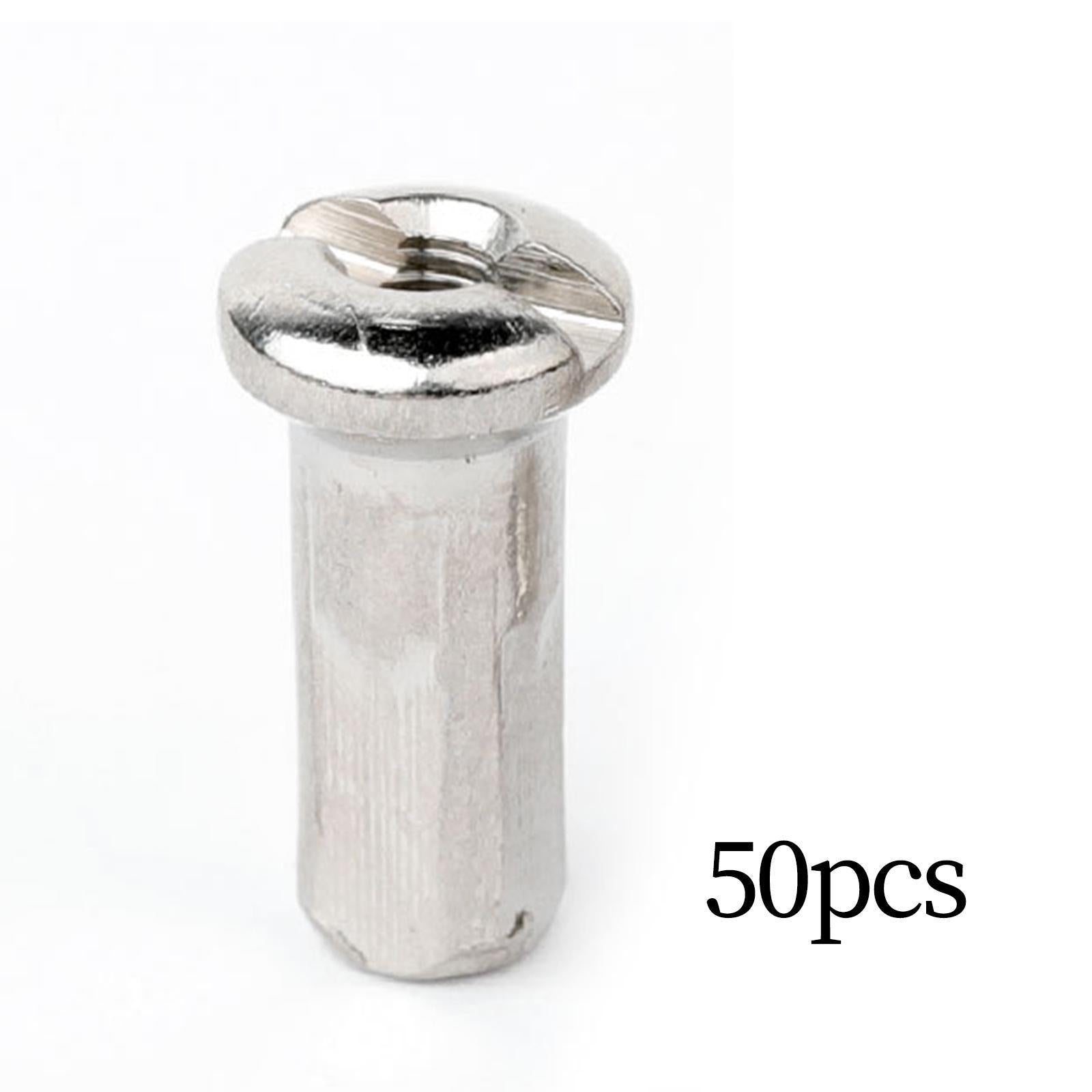 2x50Pcs Bike Spoke Nipples Spoke Decoration End Tips Nipples Bicycle Spoke Cap 12mm 14G Argent