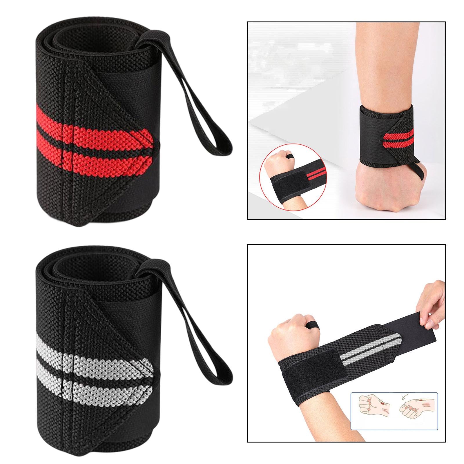 4xWrist Wraps Weightlifting Women Unisex for Weight Bearing Strain Working Out Red