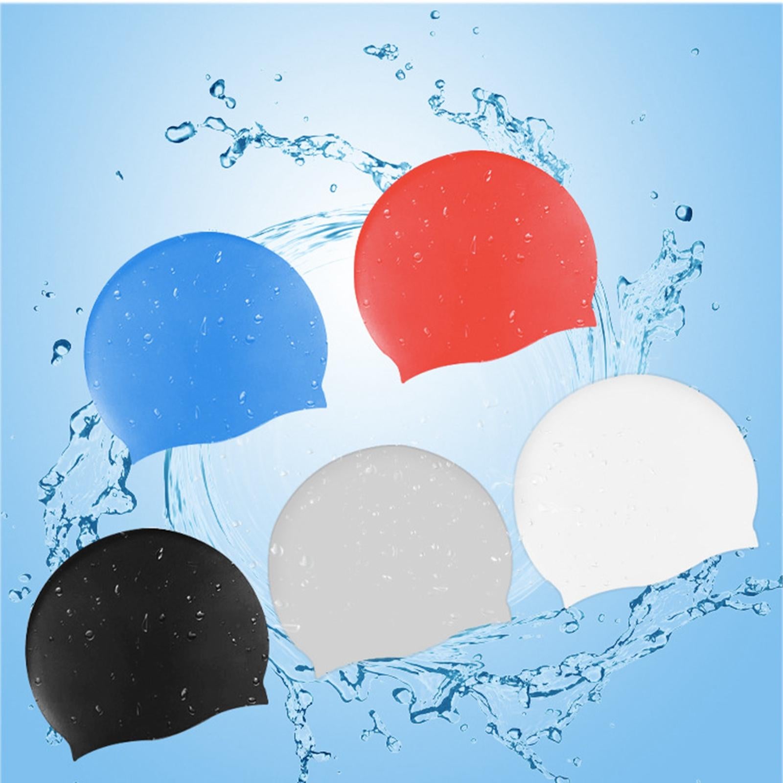4xSilicone Swim Caps Pool Swim Nonslip Swimming Caps for Youth Unisex Training Red