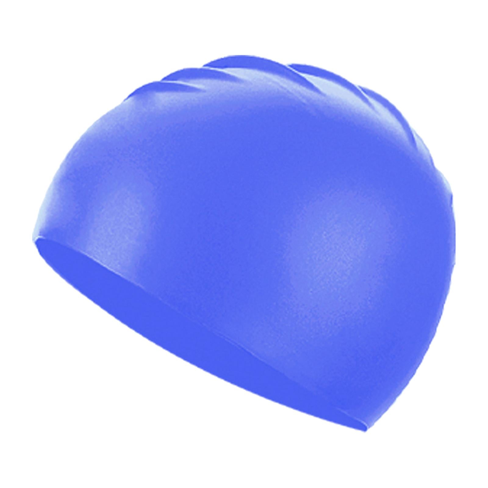 2xSilicone Swim Caps Pool Swim Nonslip Swimming Caps for Youth Unisex Training Deep Blue