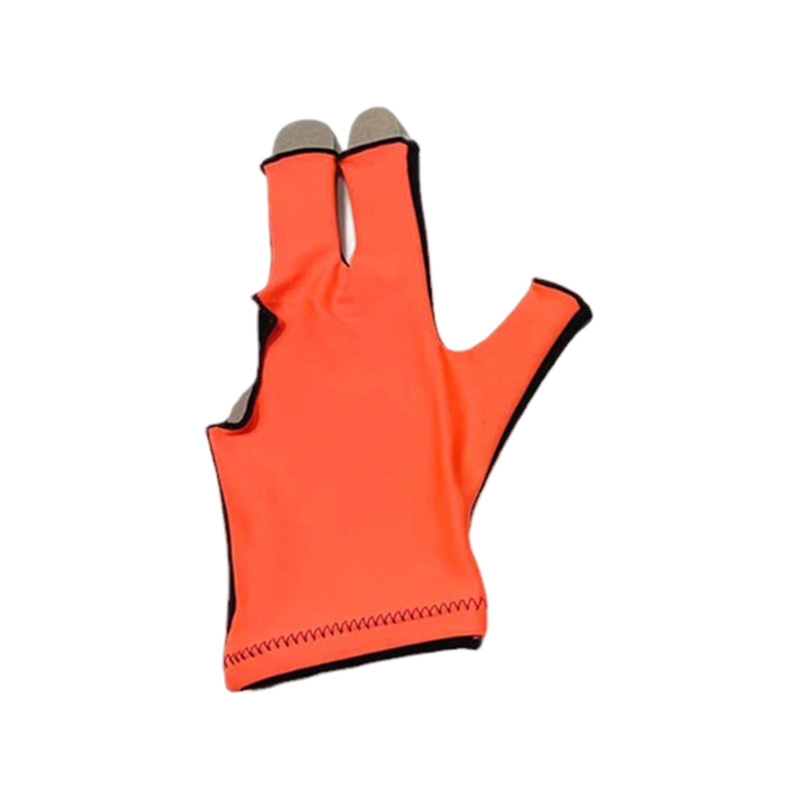 3xSnooker Open Pool Cue Glove Mitts Snooker Cue Glove 3 Fingers Billiard Glove Black Orange