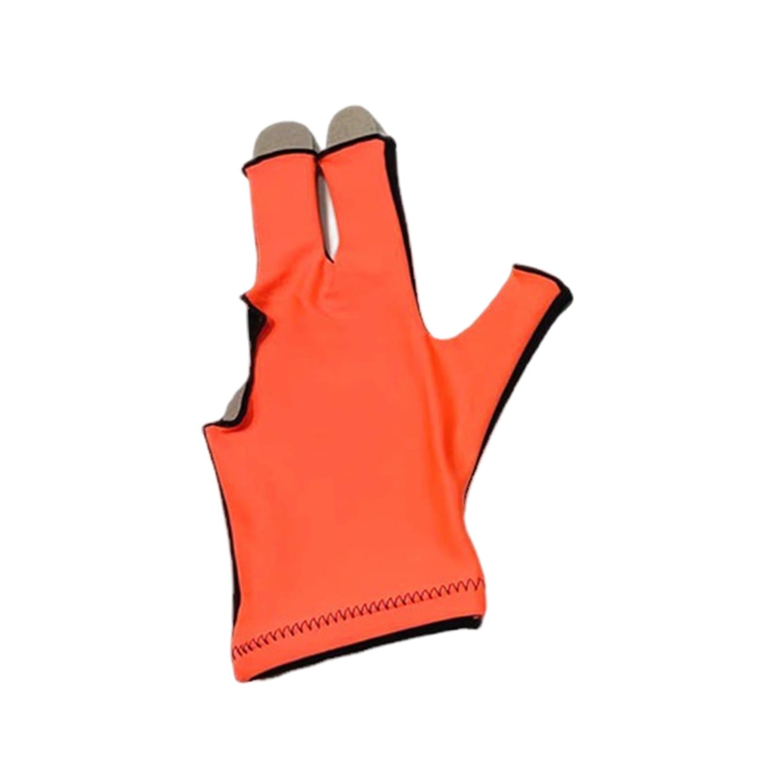 3xSnooker Open Pool Cue Glove Mitts Snooker Cue Glove 3 Fingers Billiard Glove Black Orange