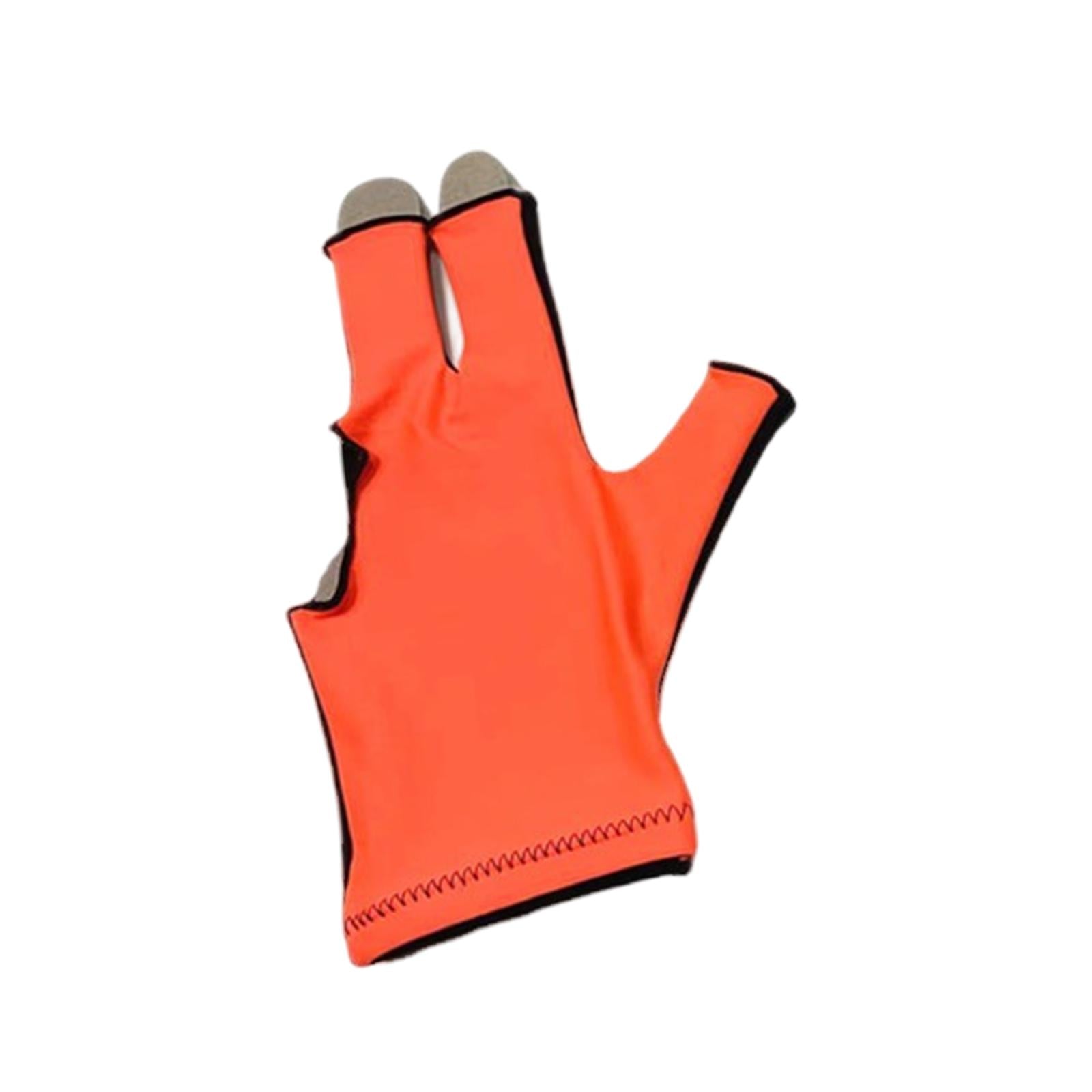 2xSnooker Open Pool Cue Glove Mitts Snooker Cue Glove 3 Fingers Billiard Glove Black Orange