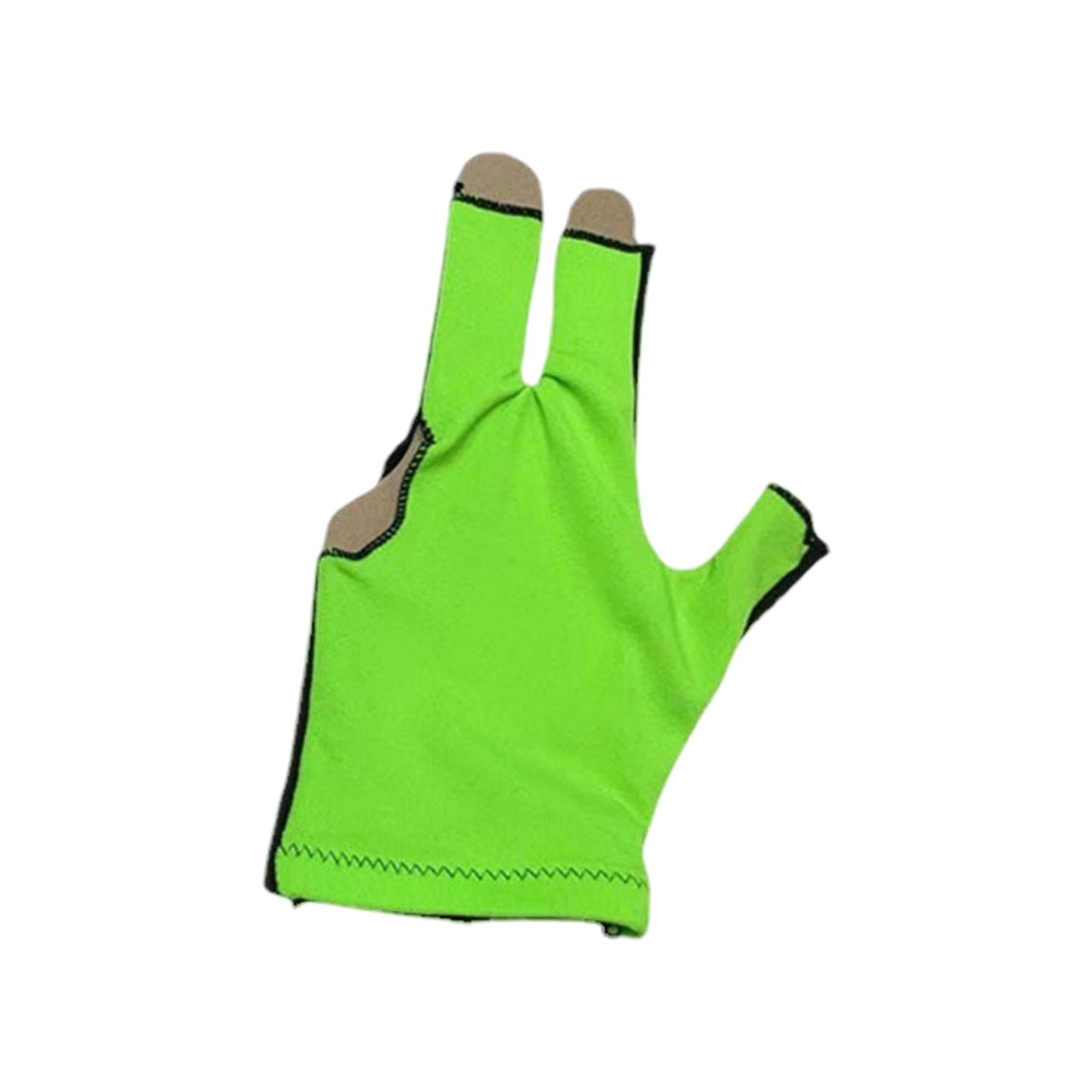 3xSnooker Open Pool Cue Glove Mitts Snooker Cue Glove 3 Fingers Billiard Glove Black Green