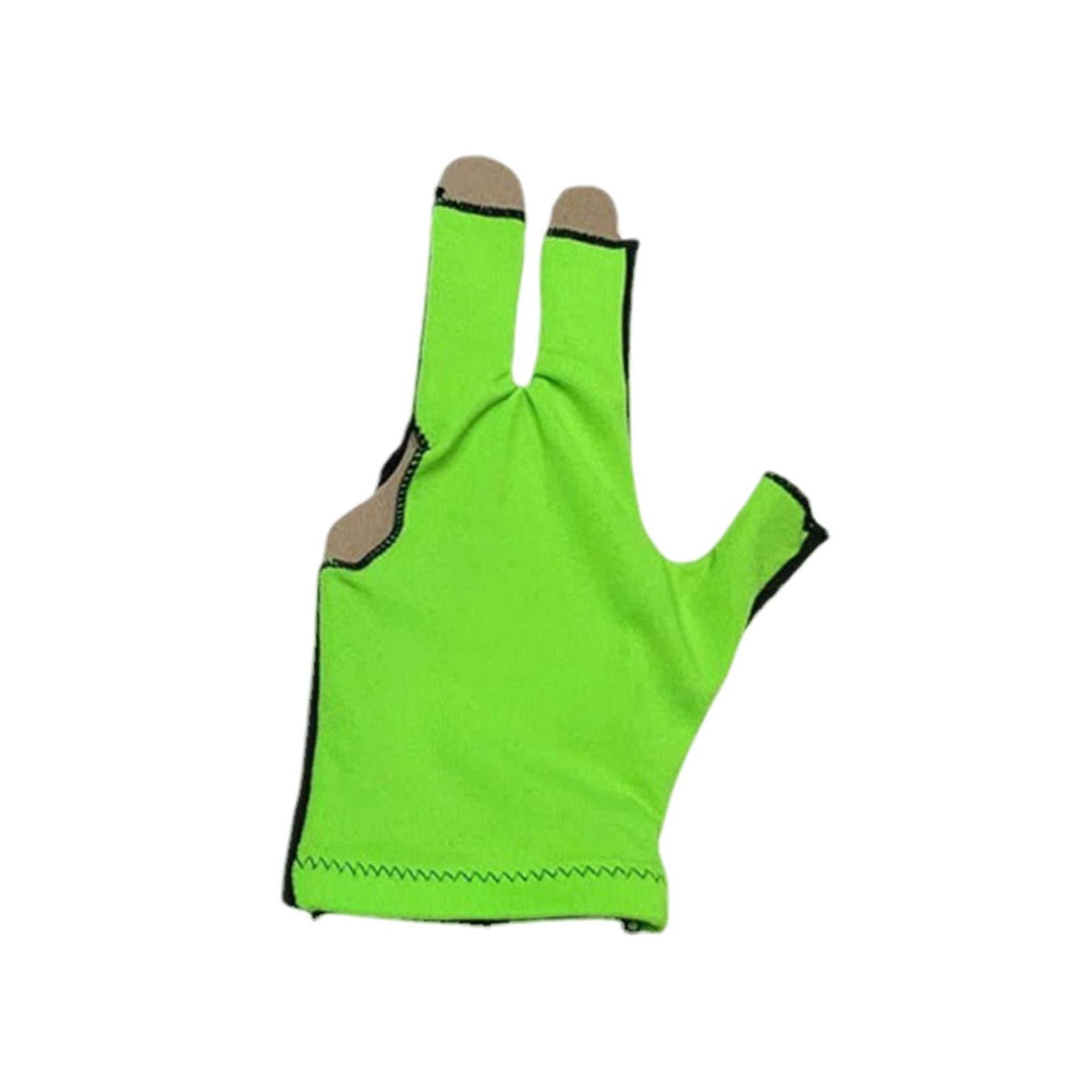 2xSnooker Open Pool Cue Glove Mitts Snooker Cue Glove 3 Fingers Billiard Glove Black Green