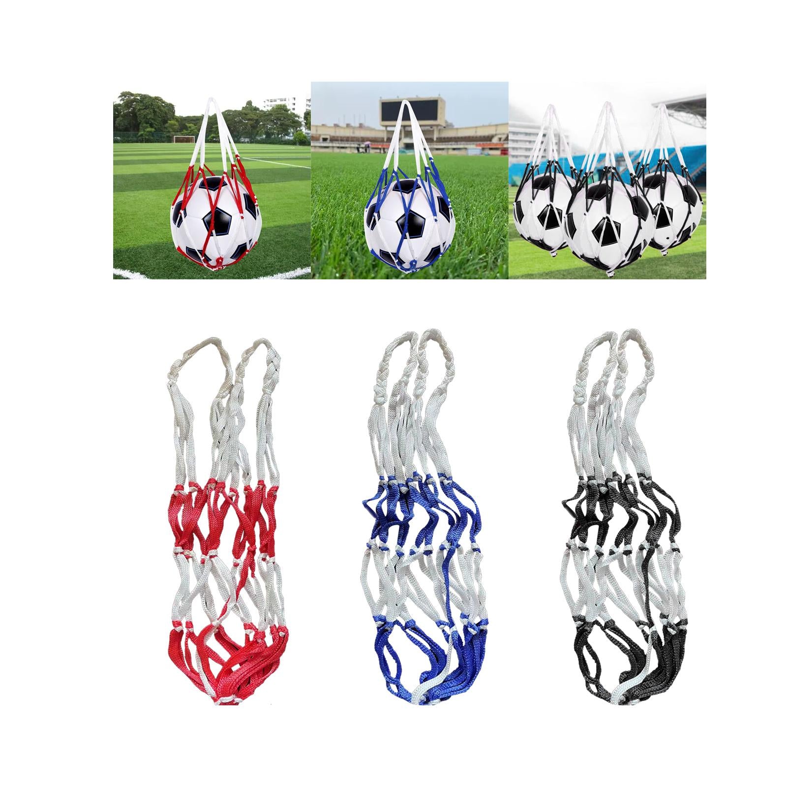 2xPortable Ball Net Bag Single Ball Carrier for Basketball Volleyball Football Red