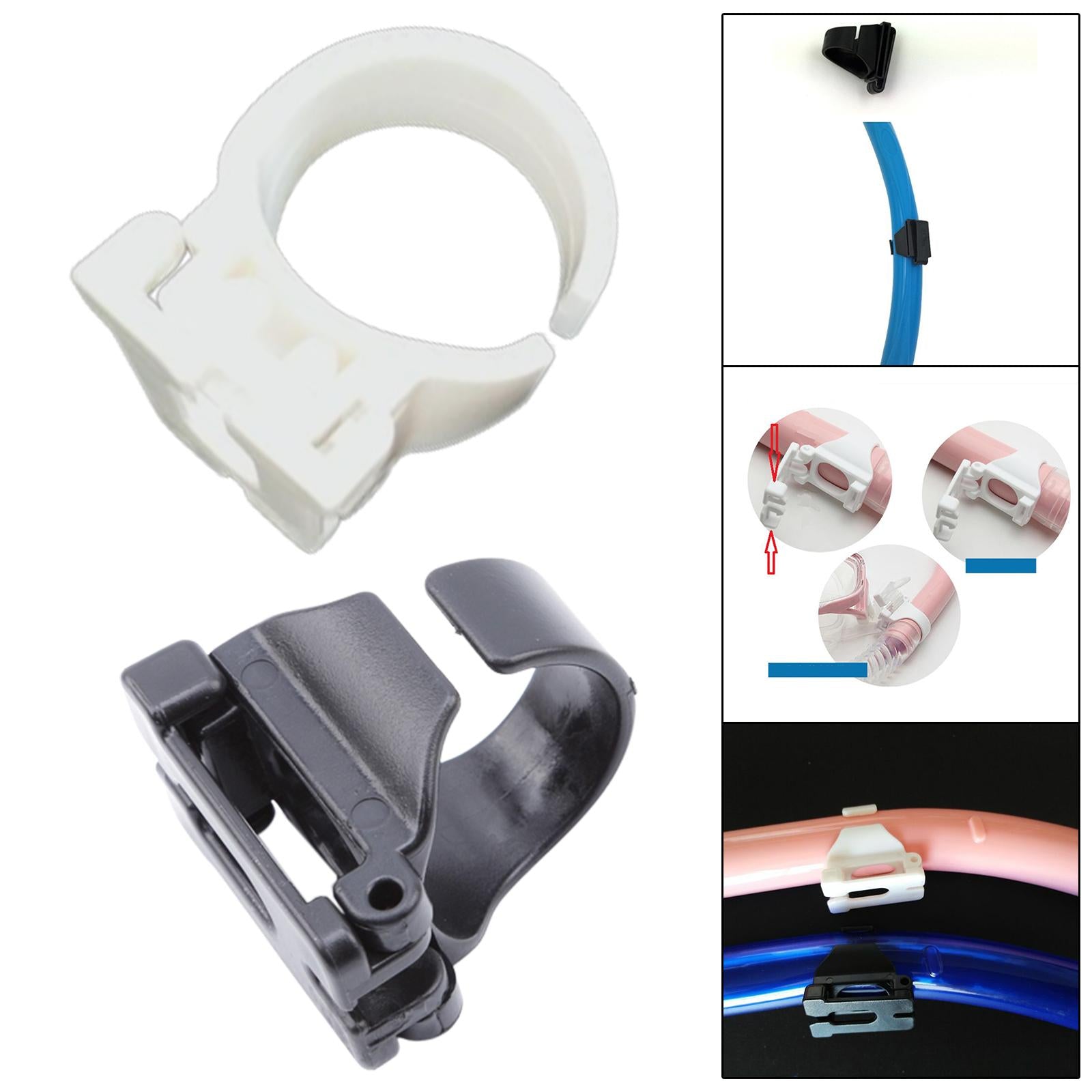 2xSnorkel Clip Mount 26mm Universal Snorkel Buckle for Scuba Snorkeling Diving black