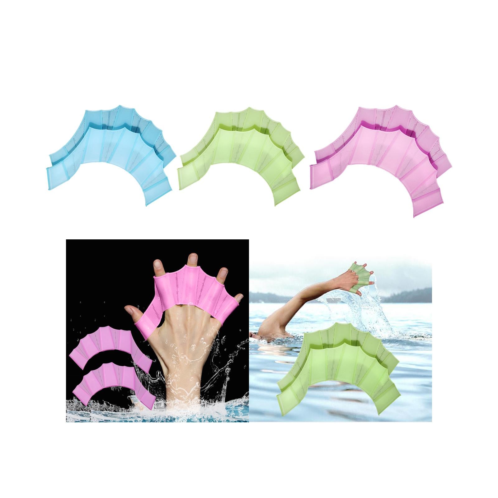 4xSwimming Hand Fins Webbed Swimming Gloves for Diving Swimming Water Exercise Blue S Kids