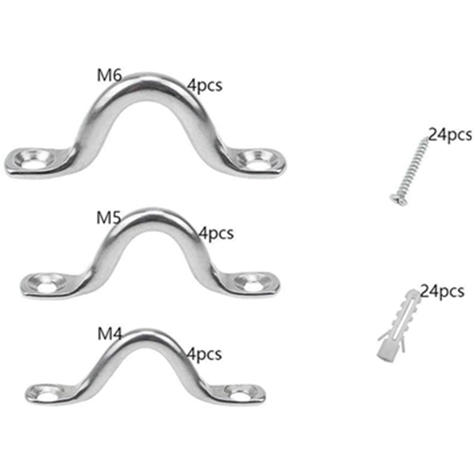 4xBoat Top Pad Eye Stainless Steel Bungee Deck Loops Tie Down for Boats Kayaks 4MM