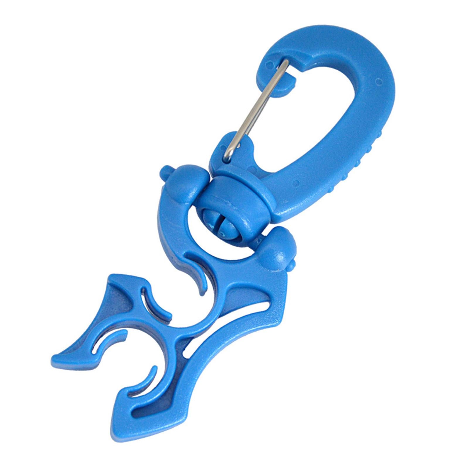 4xDiving Hose Holder Clip Snap Hook Double BCD Hose Holder Clip Gear Equipment Blue