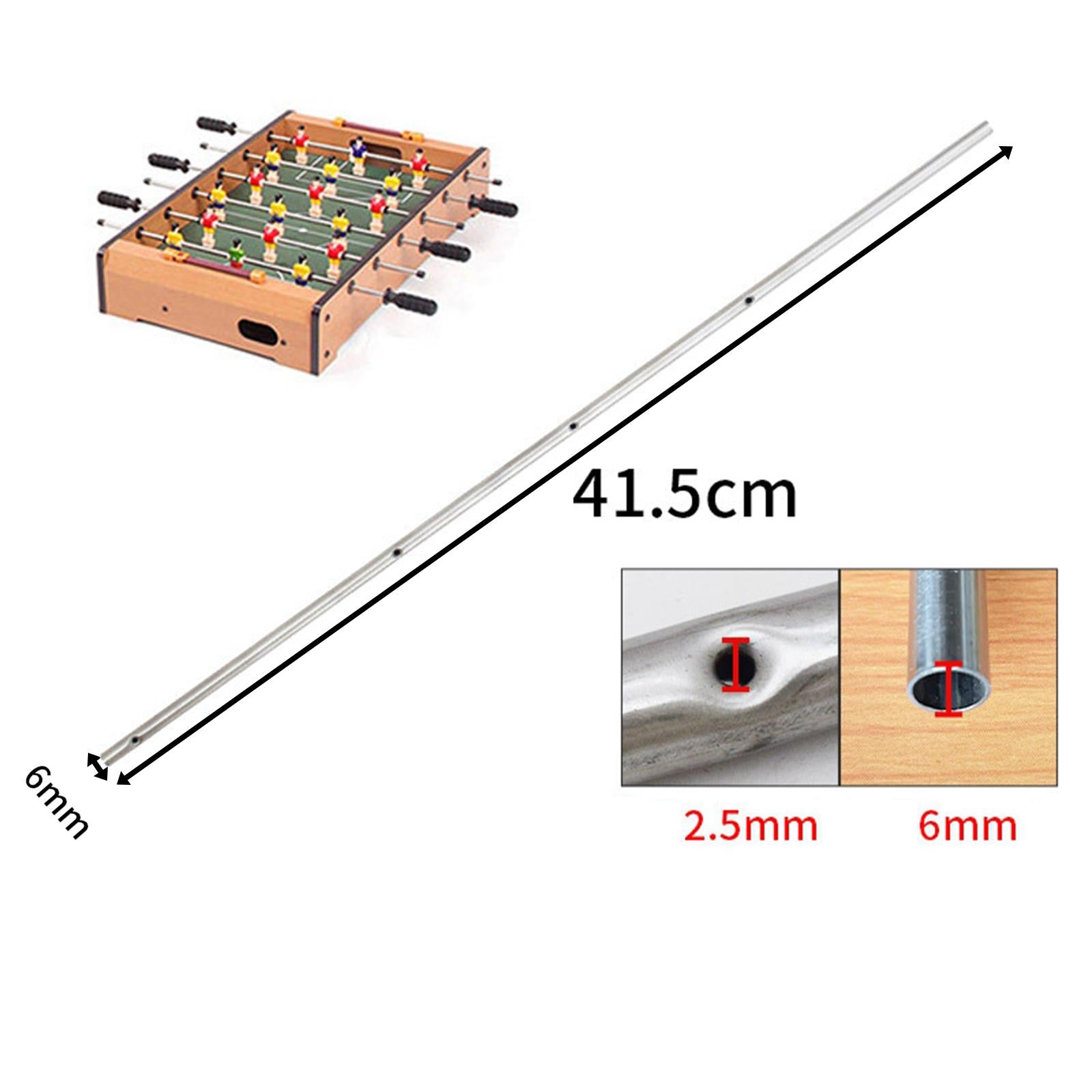 2xSteel Rods Family Adult Kids Arcades Table Soccer Machine Foosball Table Rod 41.5cm Dia 6mm