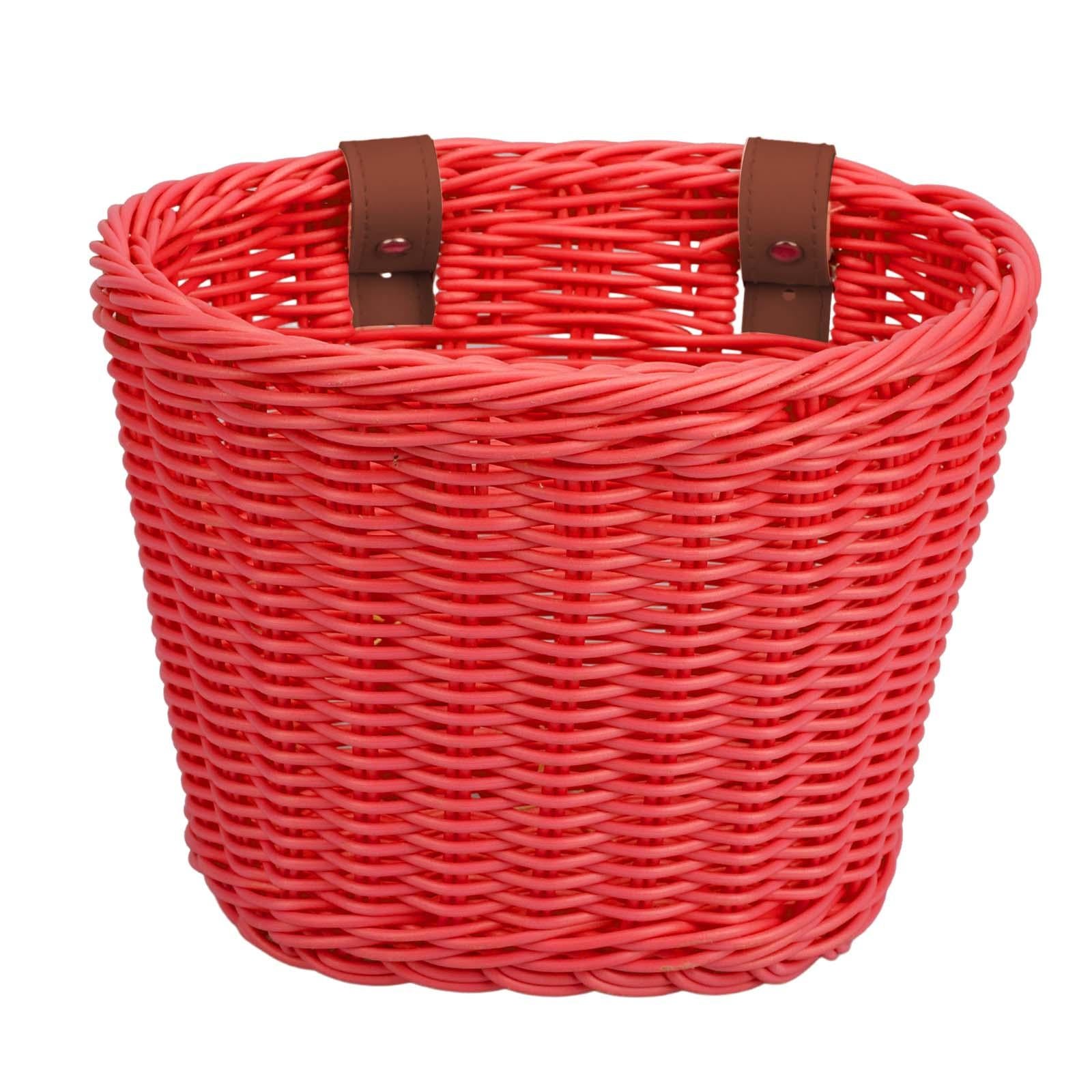 Kids Bike Basket Front Bicycle Cargo Rack Bag Travel Picnic Tricycle Baskets Red