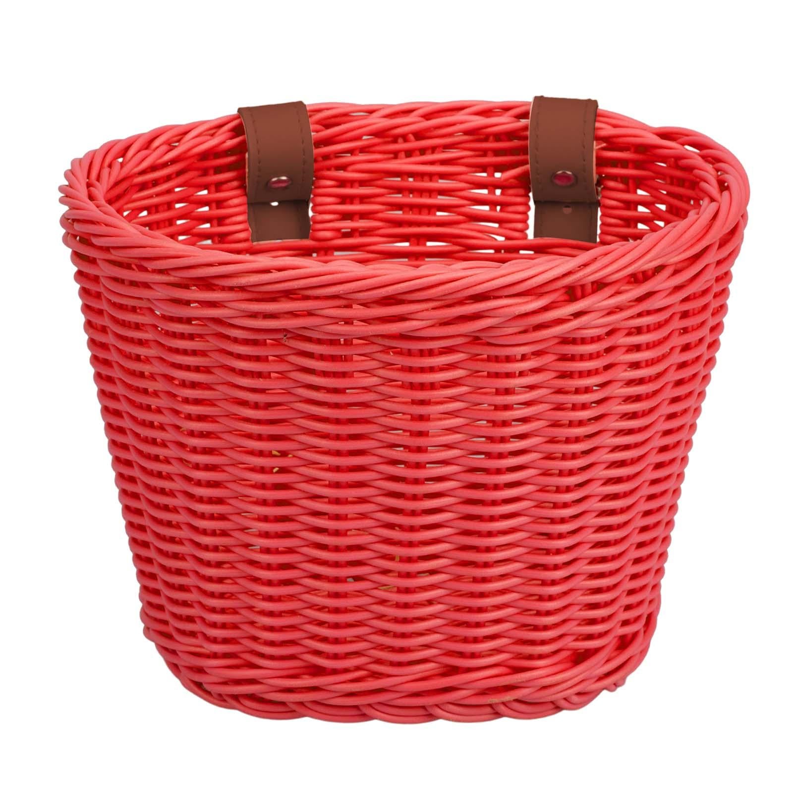 Kids Bike Basket Front Bicycle Cargo Rack Bag Travel Picnic Tricycle Baskets Red