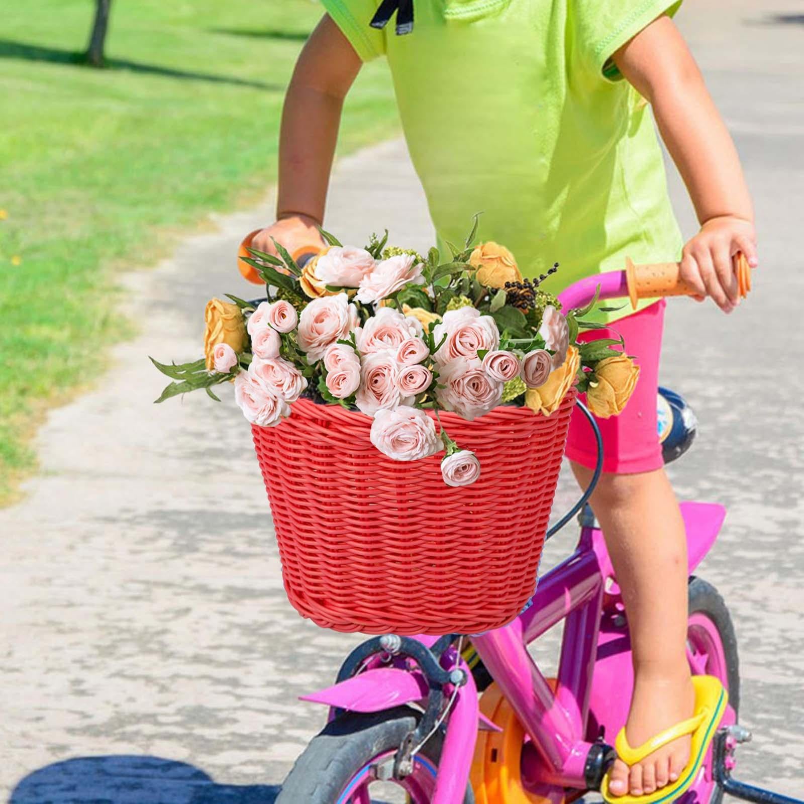 Kids Bike Basket Front Bicycle Cargo Rack Bag Travel Picnic Tricycle Baskets Red