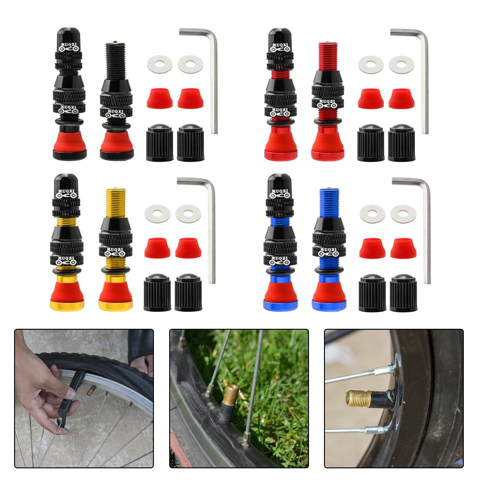 Bike Valve Durable Road Bike A/V Tubeless Rim Valve for Road Bicycle Black