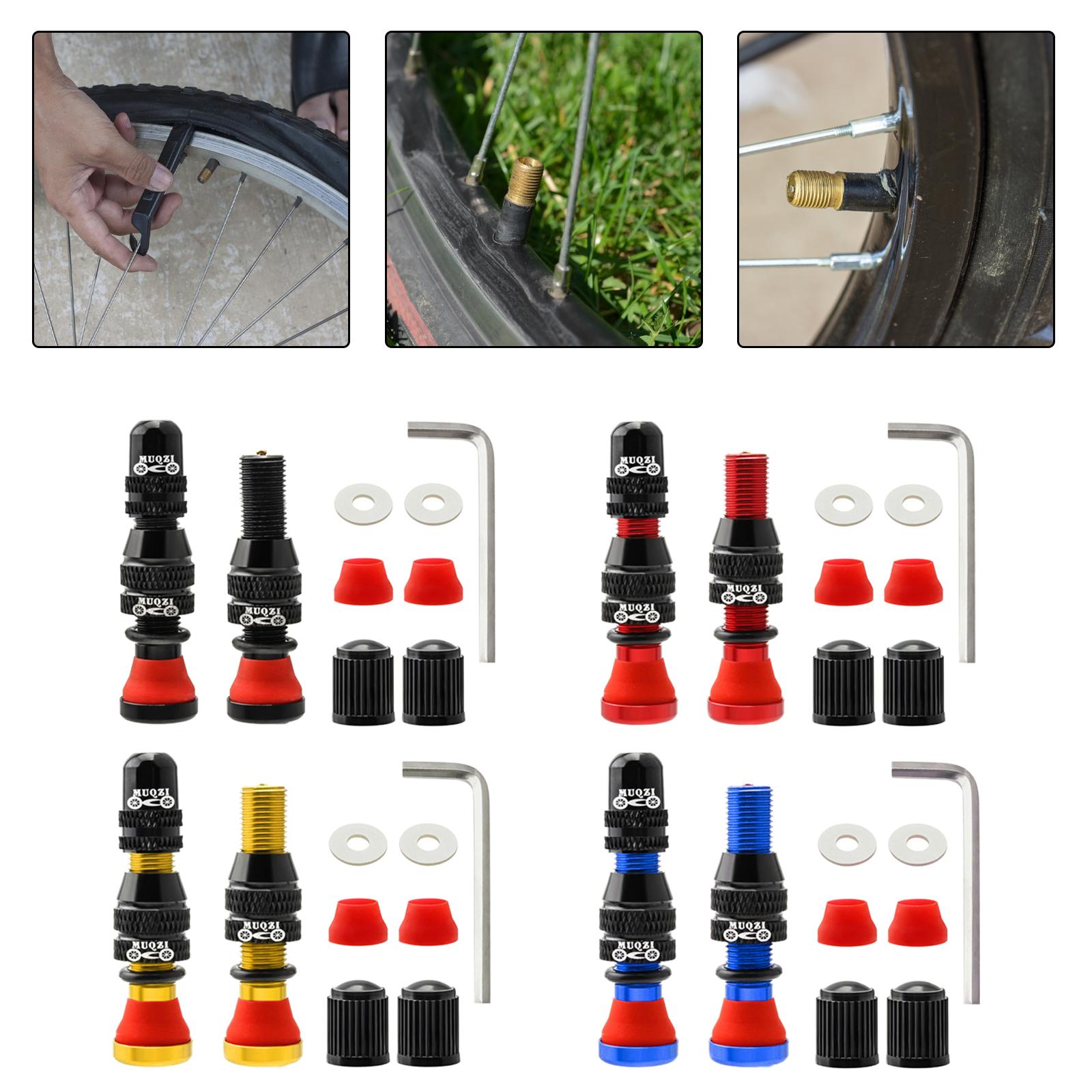 Bike Valve Durable Road Bike A/V Tubeless Rim Valve for Road Bicycle Black
