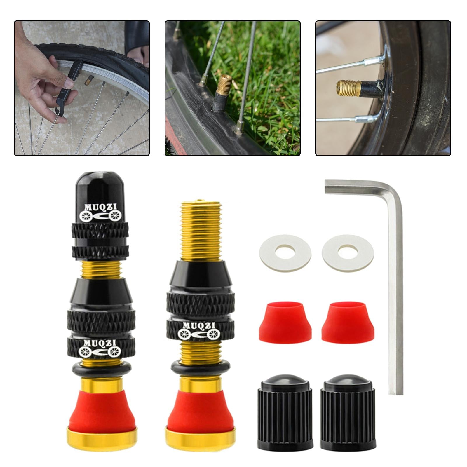 Bike Valve Durable Road Bike A/V Tubeless Rim Valve for Road Bicycle Gold