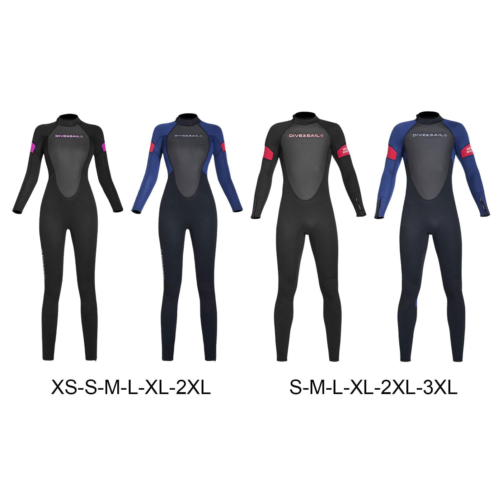 Diving Wetsuit Sailing Keep Warm Thermal Full suits Workout Back Zip Wetsuit XS Female Black