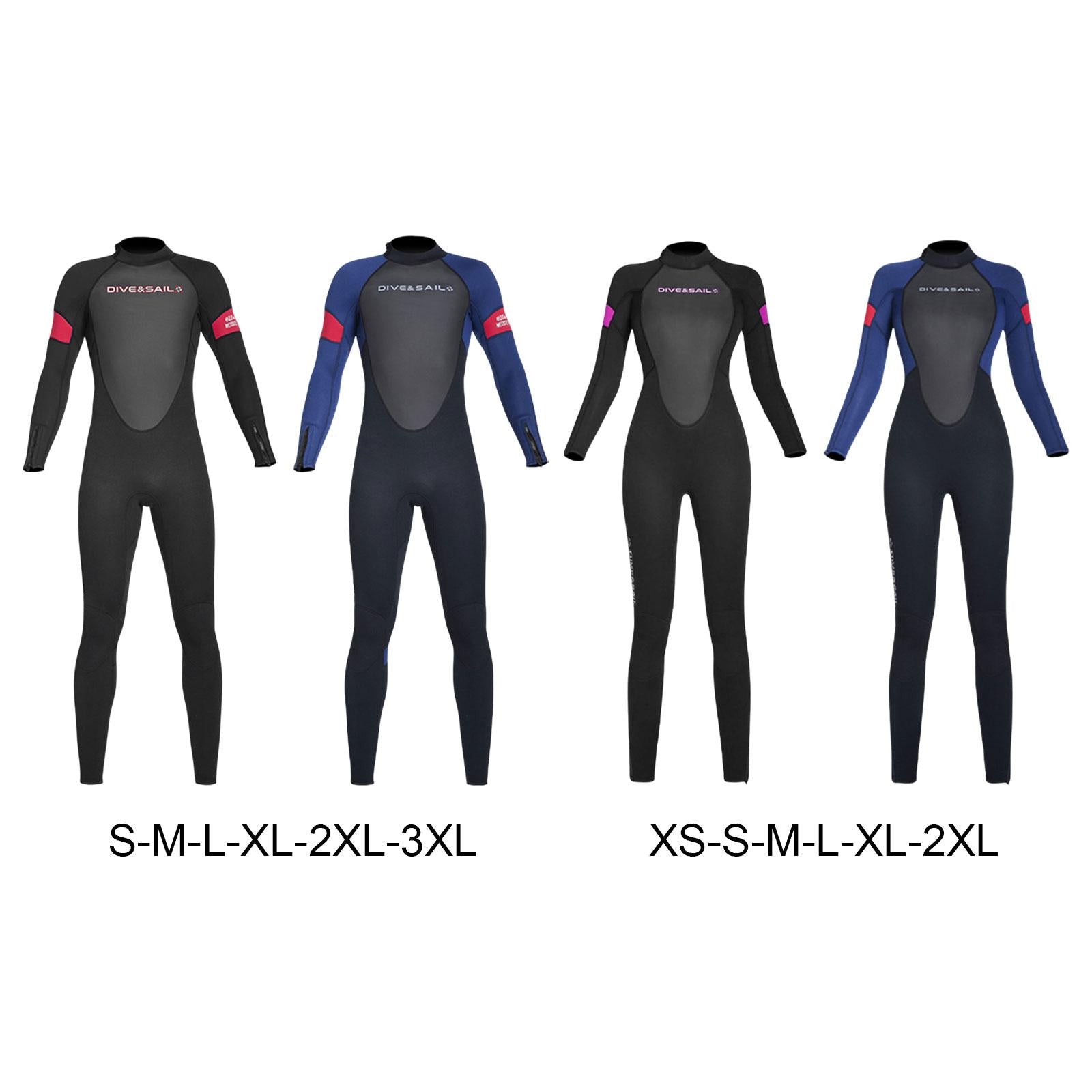 Diving Wetsuit Sailing Keep Warm Thermal Full suits Workout Back Zip Wetsuit XS Female Black