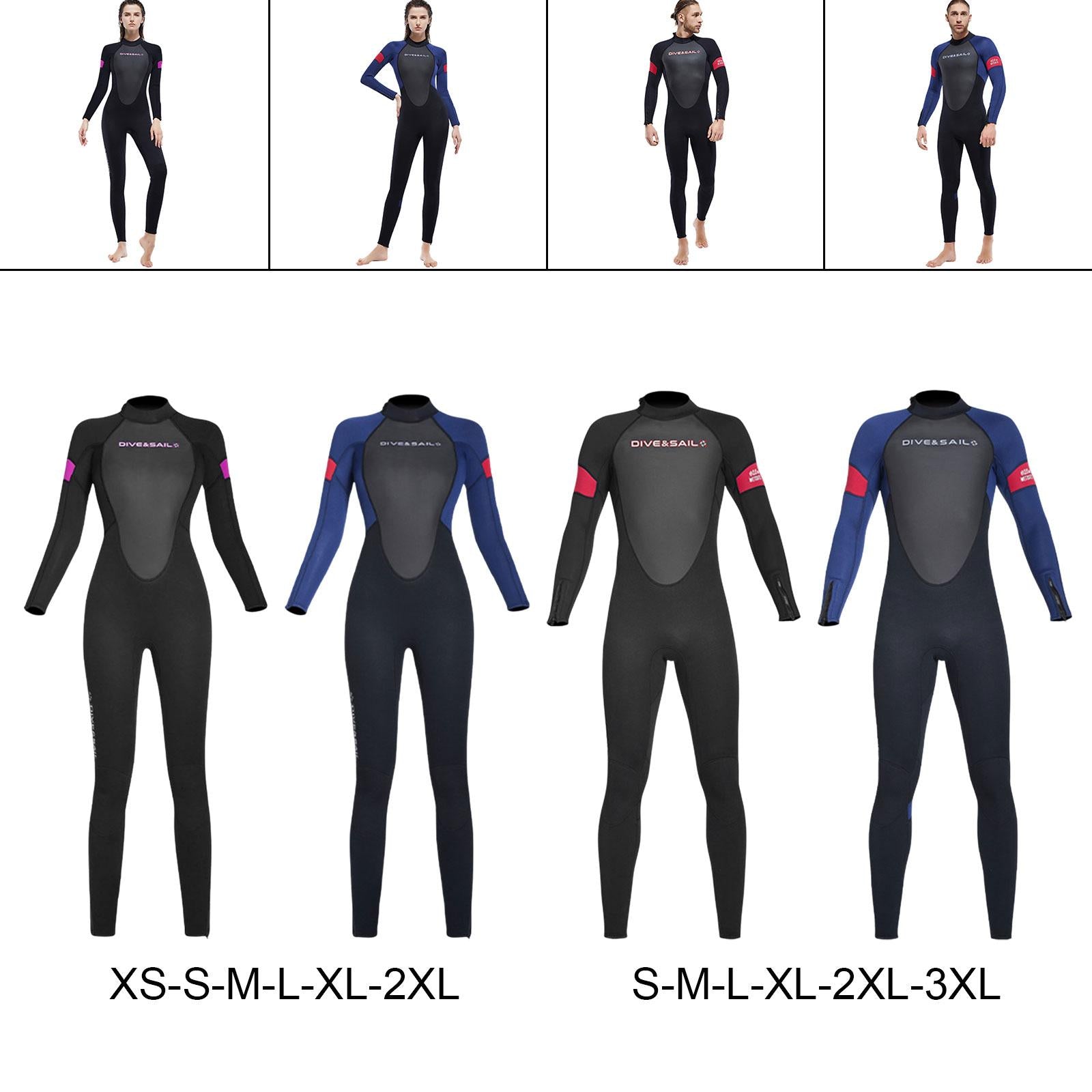 Diving Wetsuit Sailing Keep Warm Thermal Full suits Workout Back Zip Wetsuit XS Female Black