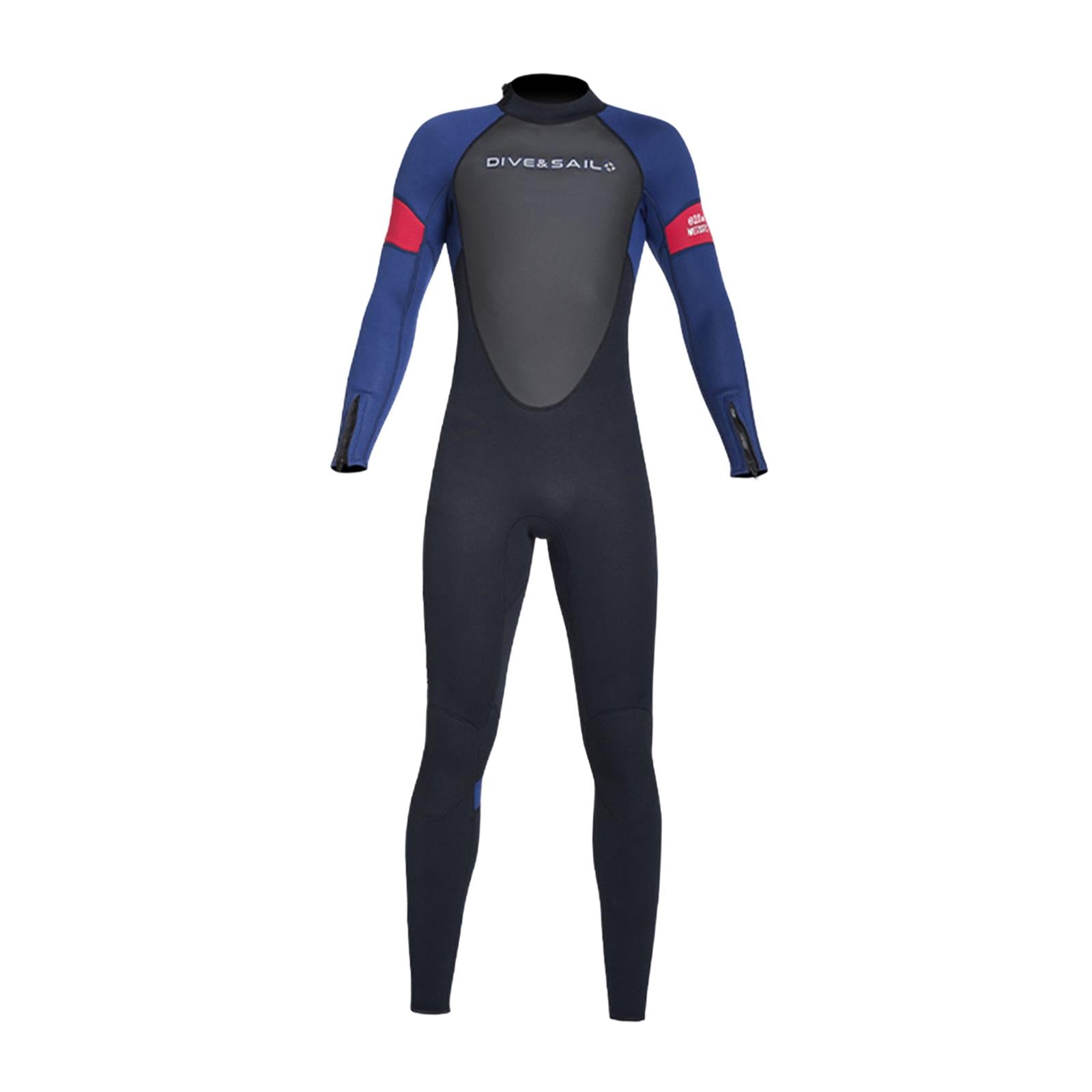Diving Wetsuit Sailing Keep Warm Thermal Full suits Workout Back Zip Wetsuit L Male Dark Blue