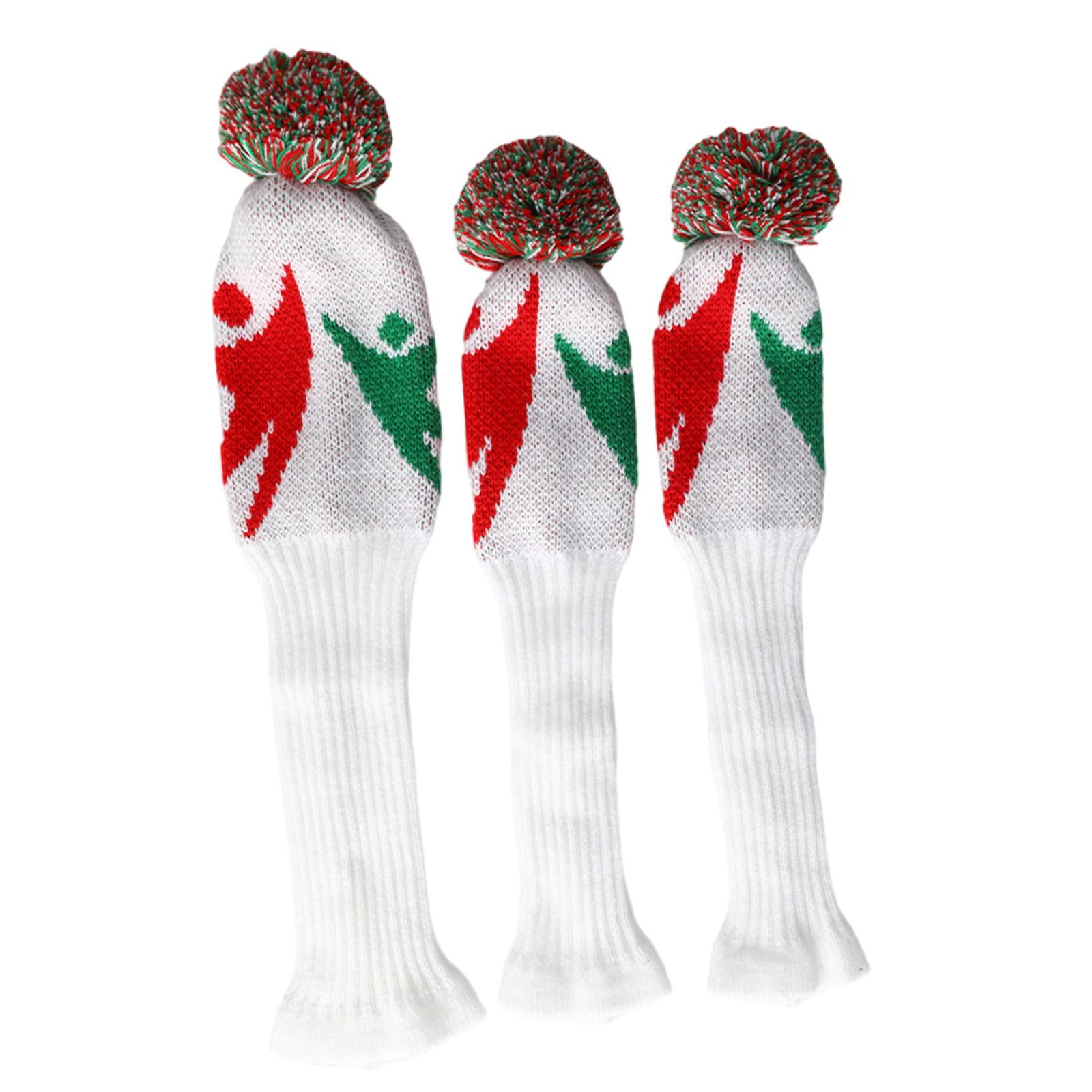 3Pcs Knitted Golf Club Head Covers Pom Pom Golf Headcovers Set for Beginners