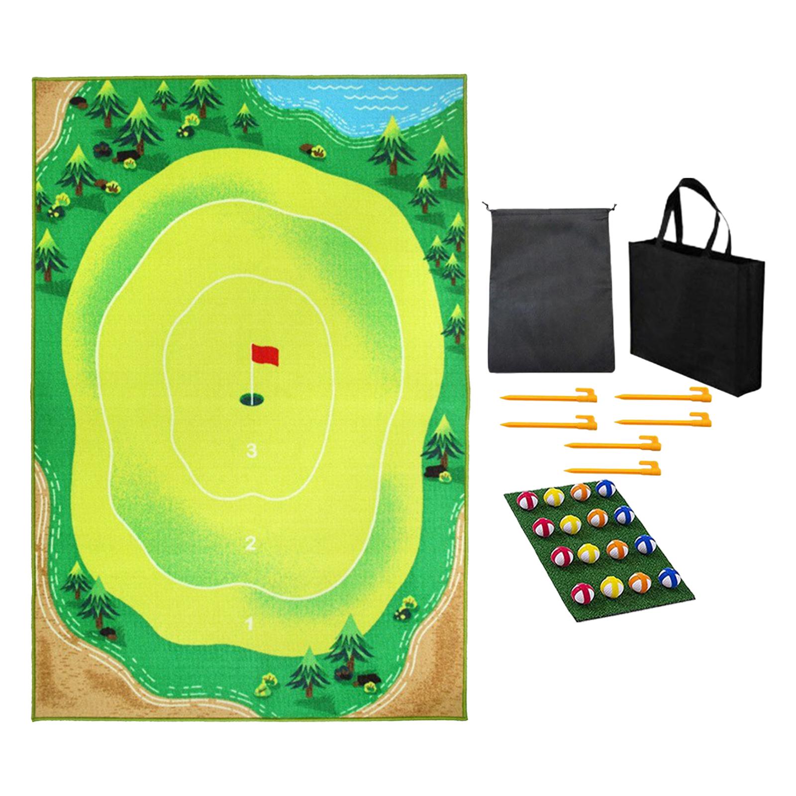 Golf Game Mat Practice Mats Portable and Balls Indoor Outdoor Equipment 80cmx150cm