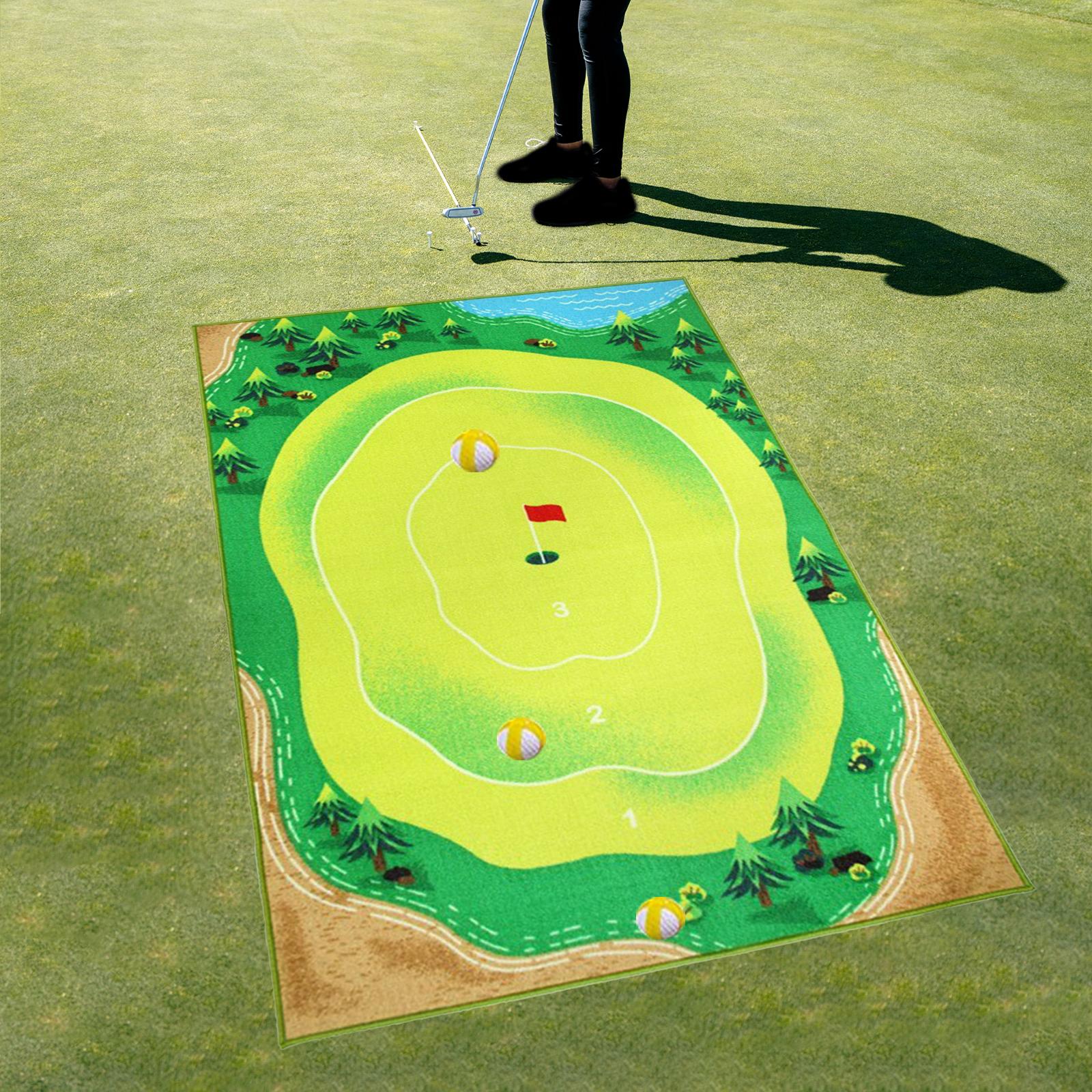 Golf Game Mat Practice Mats Portable and Balls Indoor Outdoor Equipment 80cmx150cm