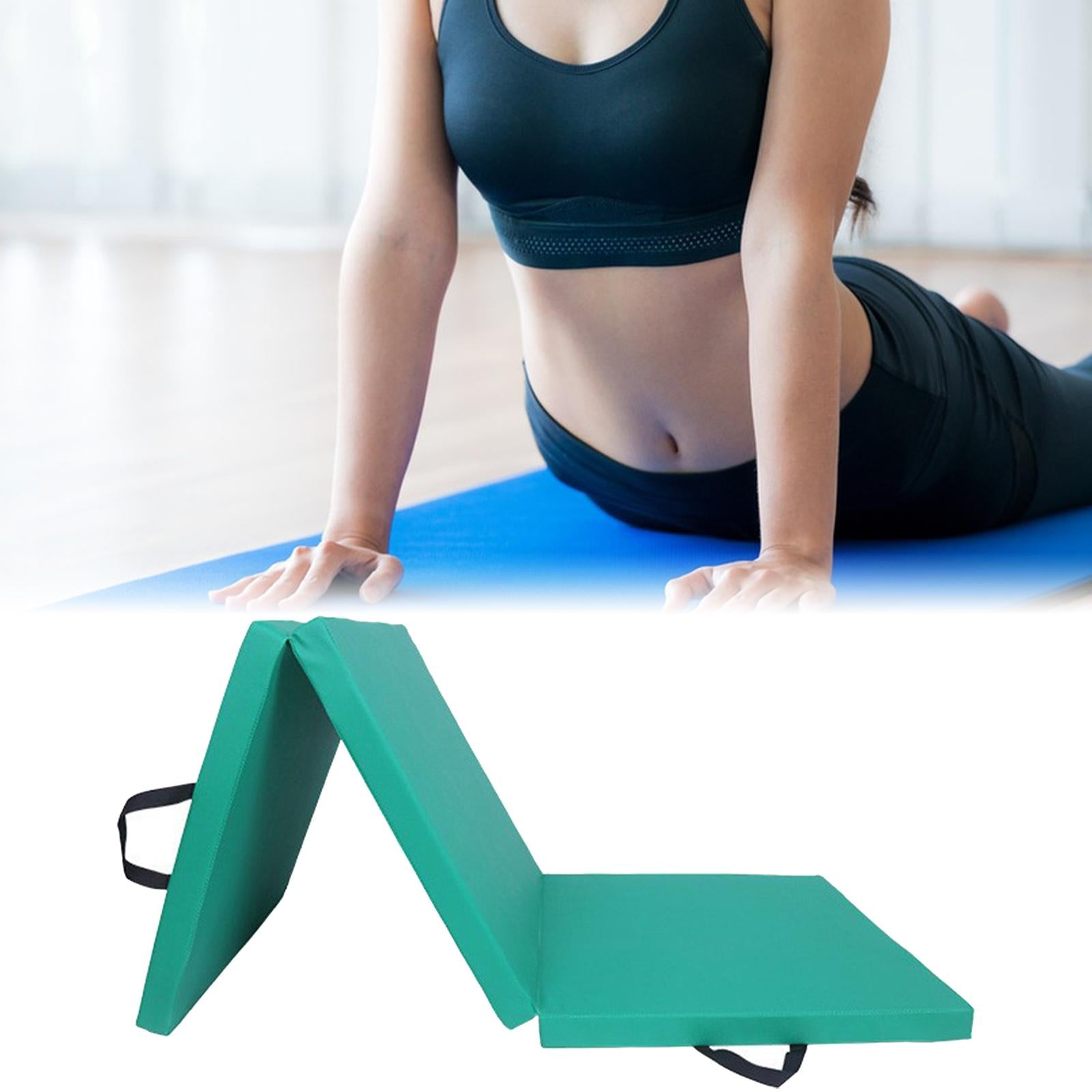Three Fold Folding Thick Exercise Mat Yoga Pad for Stretching Training Fitness Green Oxford Cloth