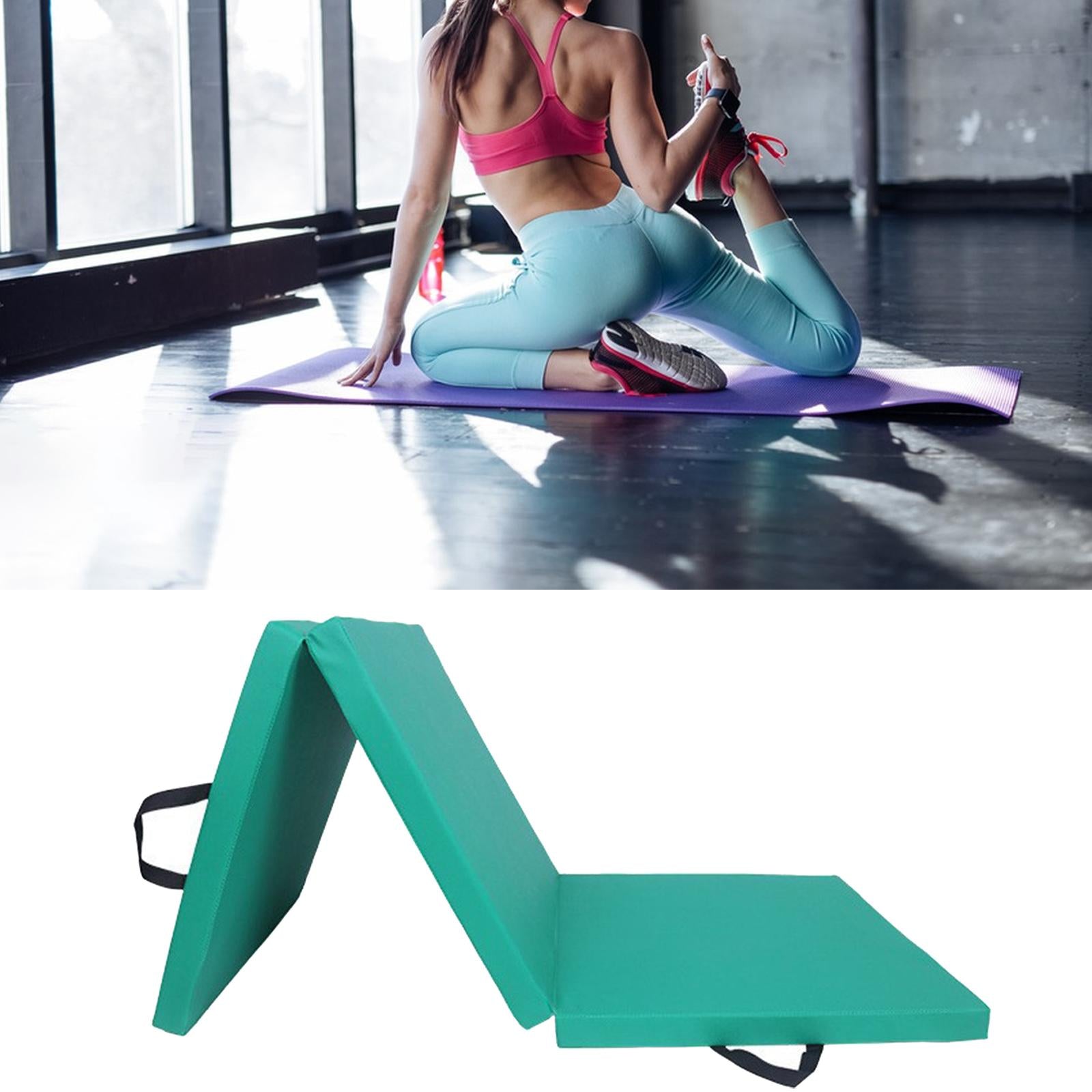 Three Fold Folding Thick Exercise Mat Yoga Pad for Stretching Training Fitness Green Oxford Cloth
