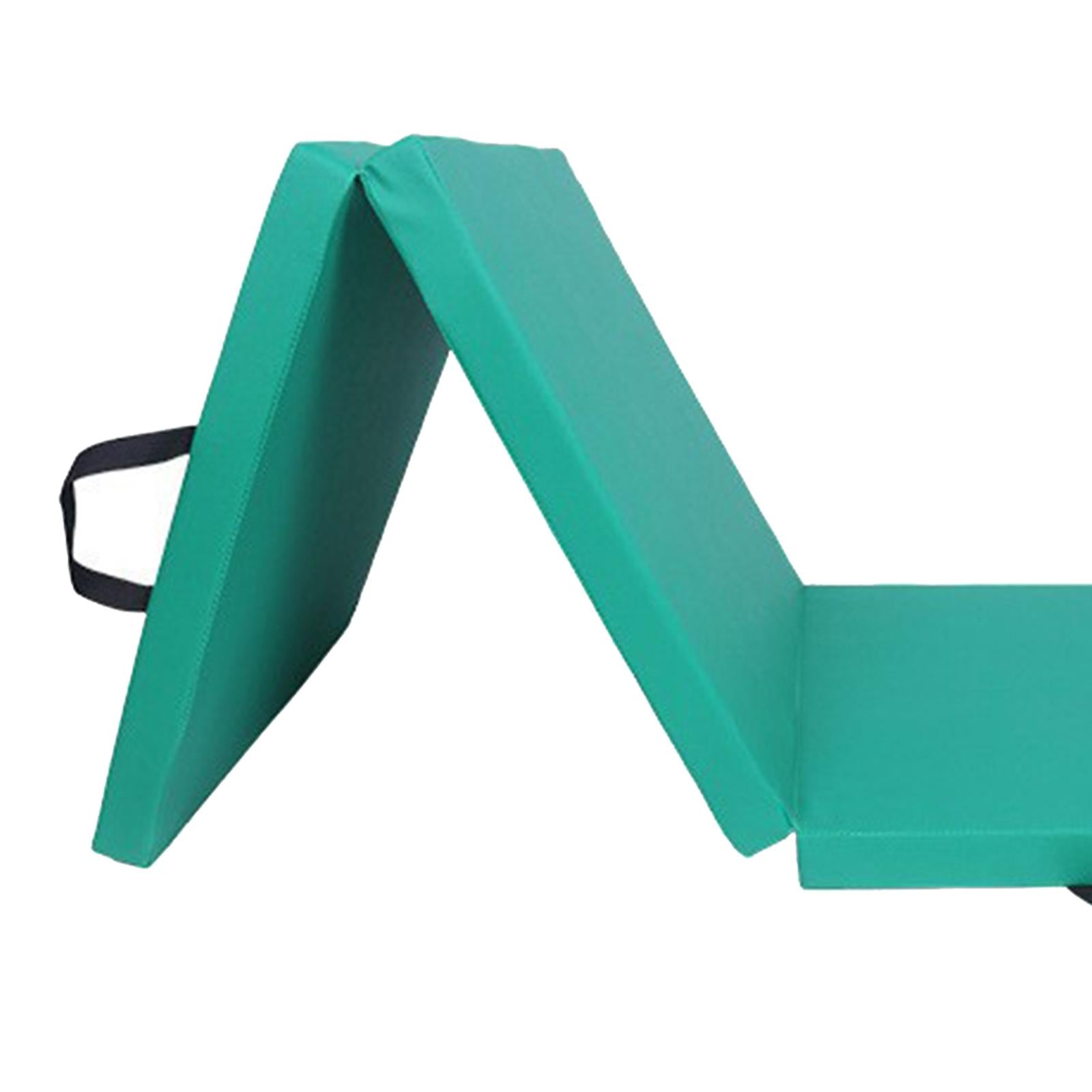 Three Fold Folding Thick Exercise Mat Yoga Pad for Stretching Training Fitness Green Oxford Cloth