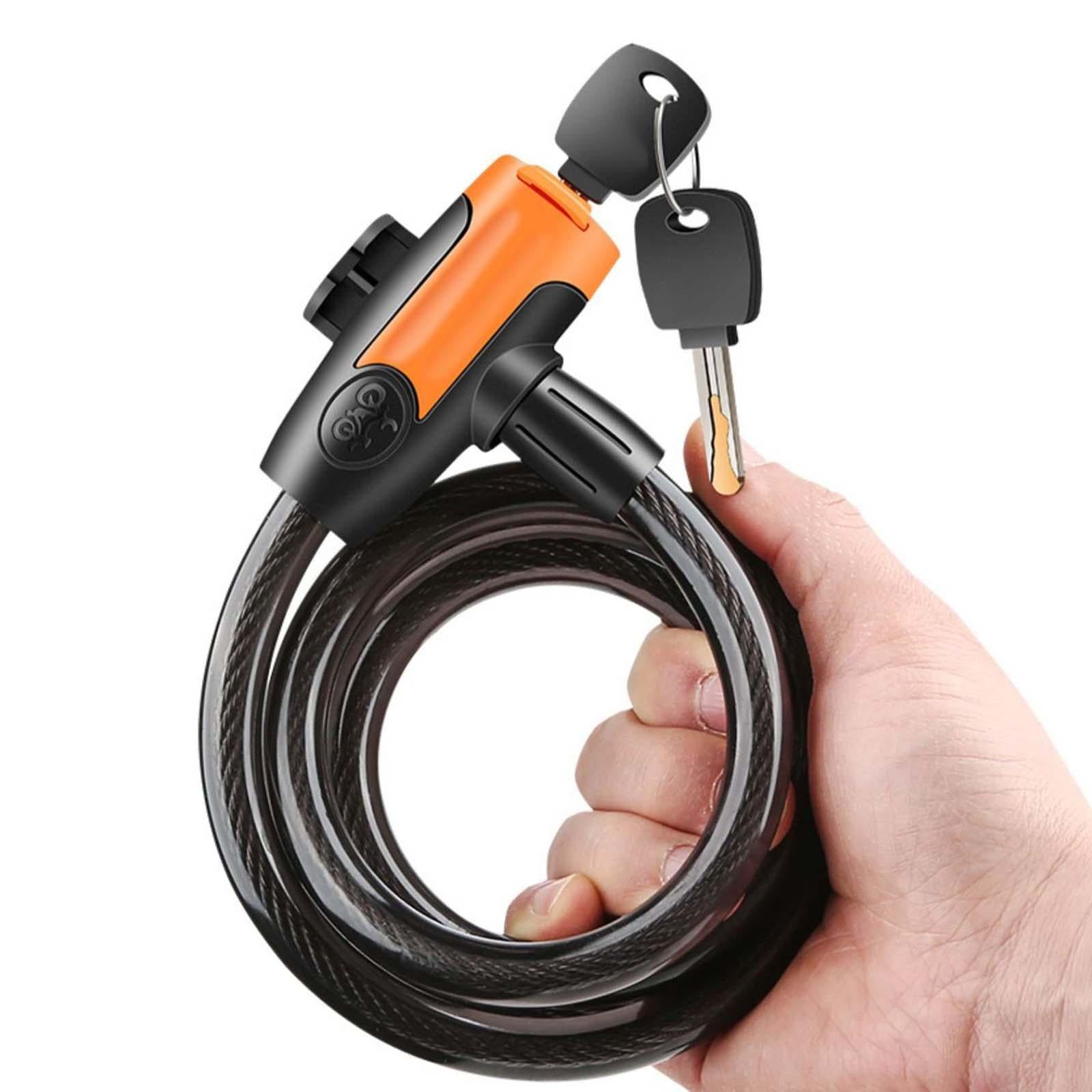 Bike Lock Cable with Key Steel Padlock for Doors Outdoor Equipment Motorbike 1.2m