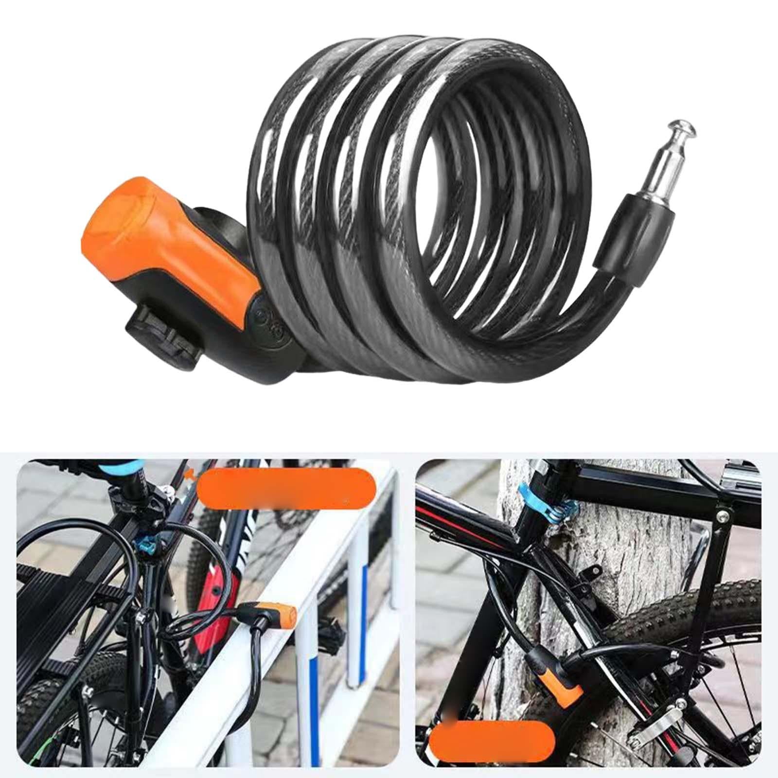 Bike Lock Cable with Key Steel Padlock for Doors Outdoor Equipment Motorbike 1.2m