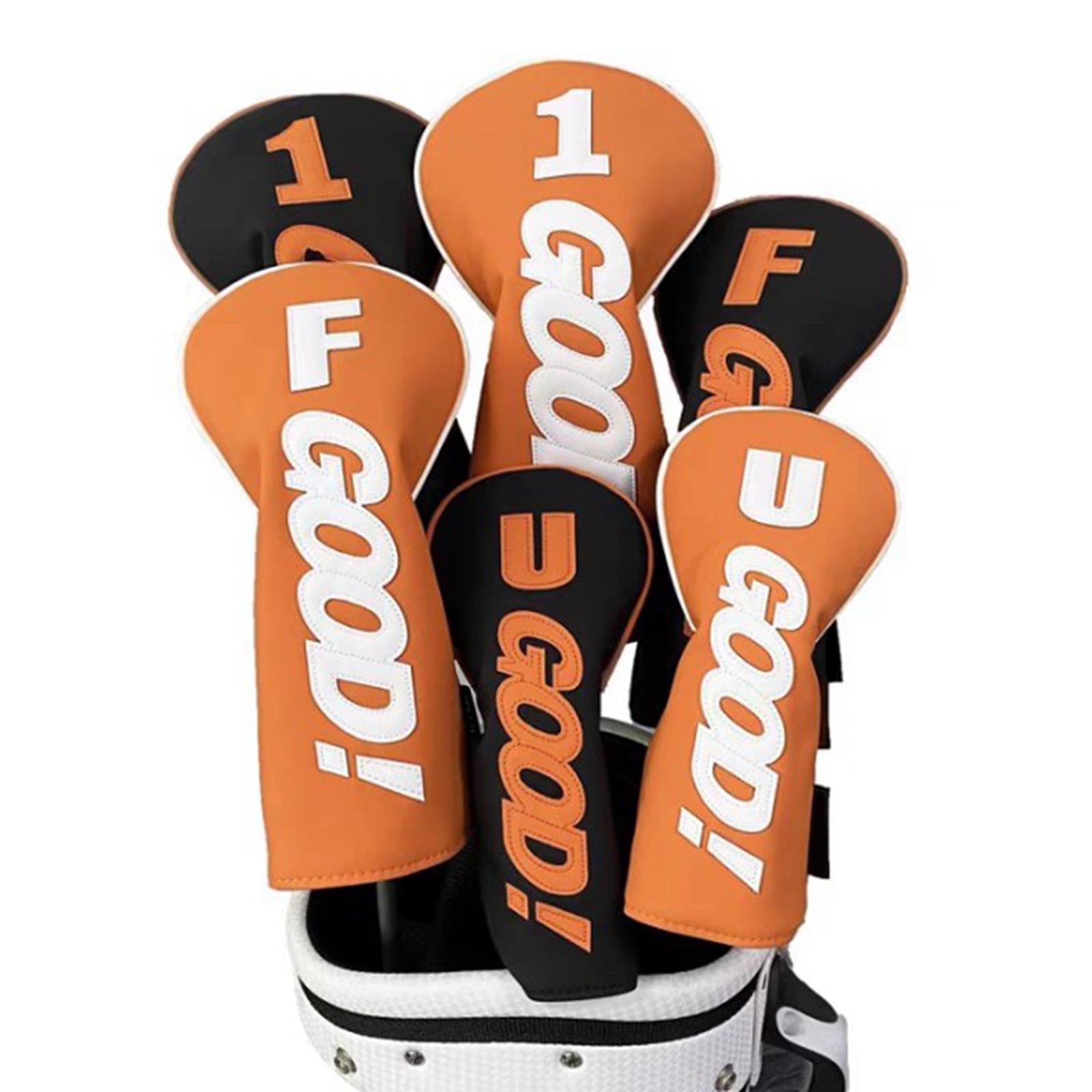 4Pcs Wood Head Covers Transport Protection Long Neck Golf Driver Head Covers Black
